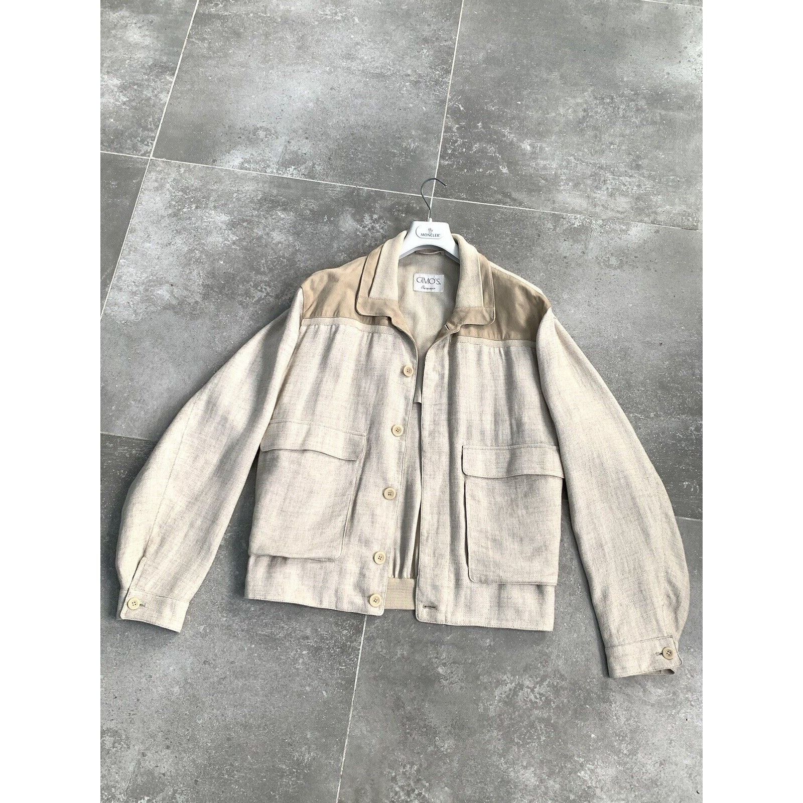 Gimo's × Vintage Men's GIMO'S SUEDE LINEN Bomber Jacket Coat EU 56 UK 46 XL Size US XXL / EU 58 / 5 - 1 Thumbnail