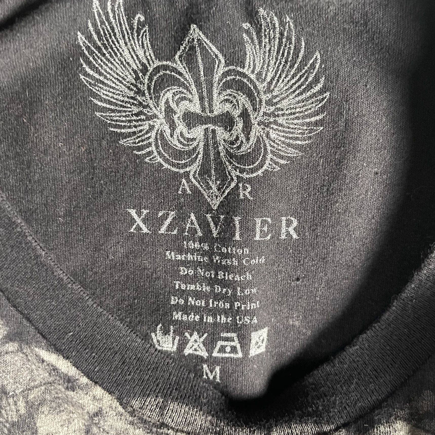 Vintage XZAVIER Faith Pride Courage Eagle Wings Cross T-Shirt Medium Black Cotton Crew Neck Short Sleeve Graphic Print Men Size US M / EU 48-50 / 2 - 5 Thumbnail