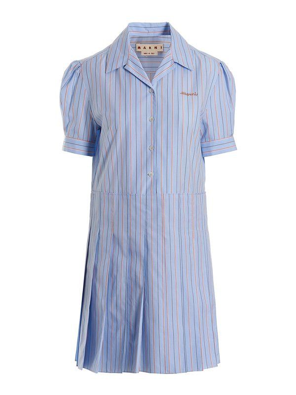 Marni o1y1025 Striped Mini Dress in Sky Blue Size XS / US 0-2 / IT 36-38 - 1 Thumbnail