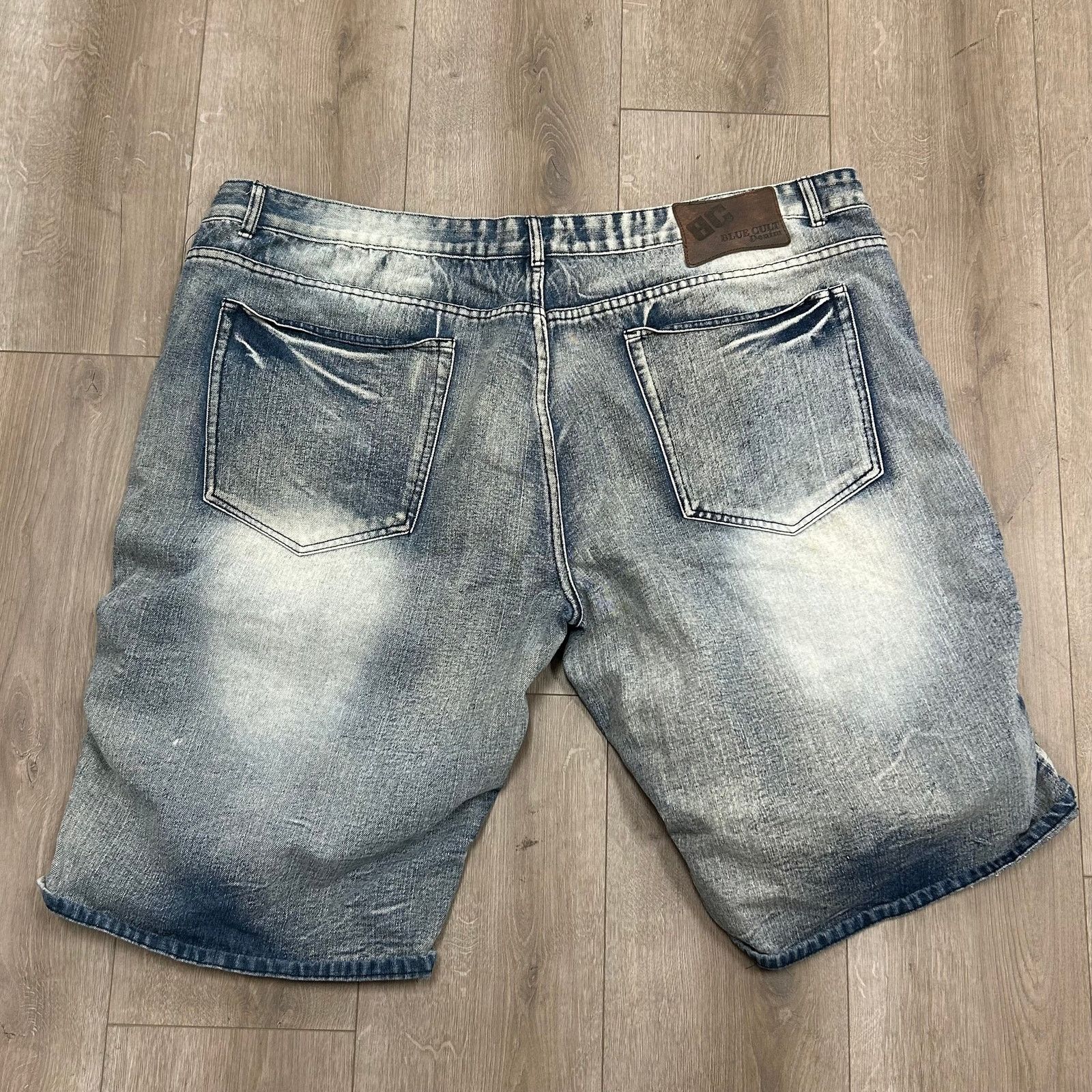 Supreme Blue Cult Distressed Biker ribbed Denim Shorts Size 50 B11 Size US 44 / EU 60 - 3 Thumbnail