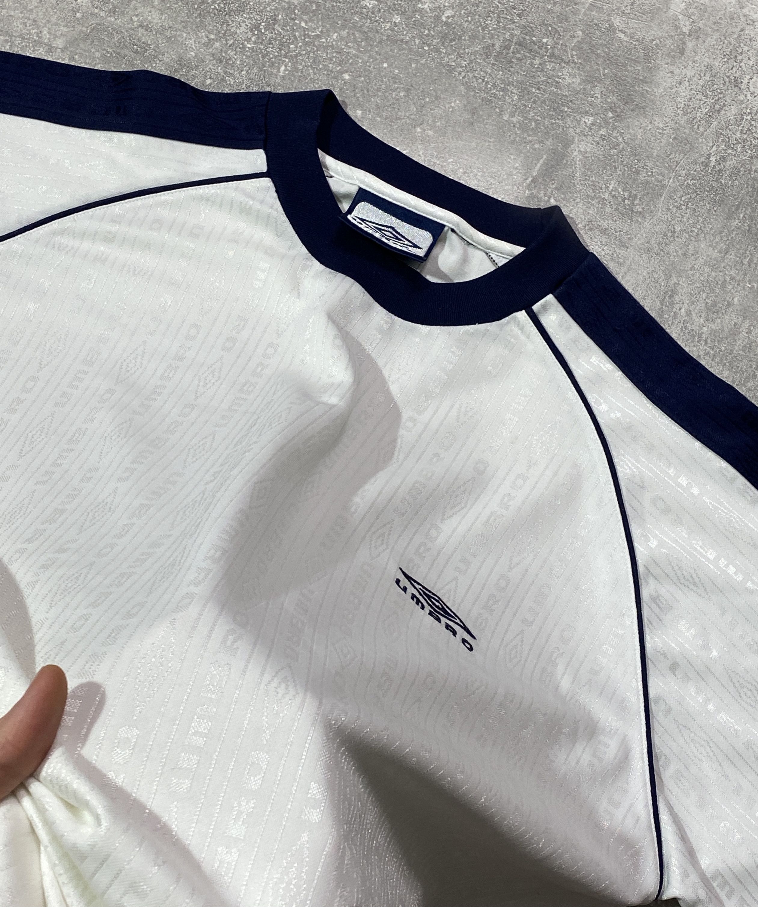 Umbro Vintage 90s Umbro Monogram Soccer Jersey Size US L / EU 52-54 / 3 - 3 Thumbnail