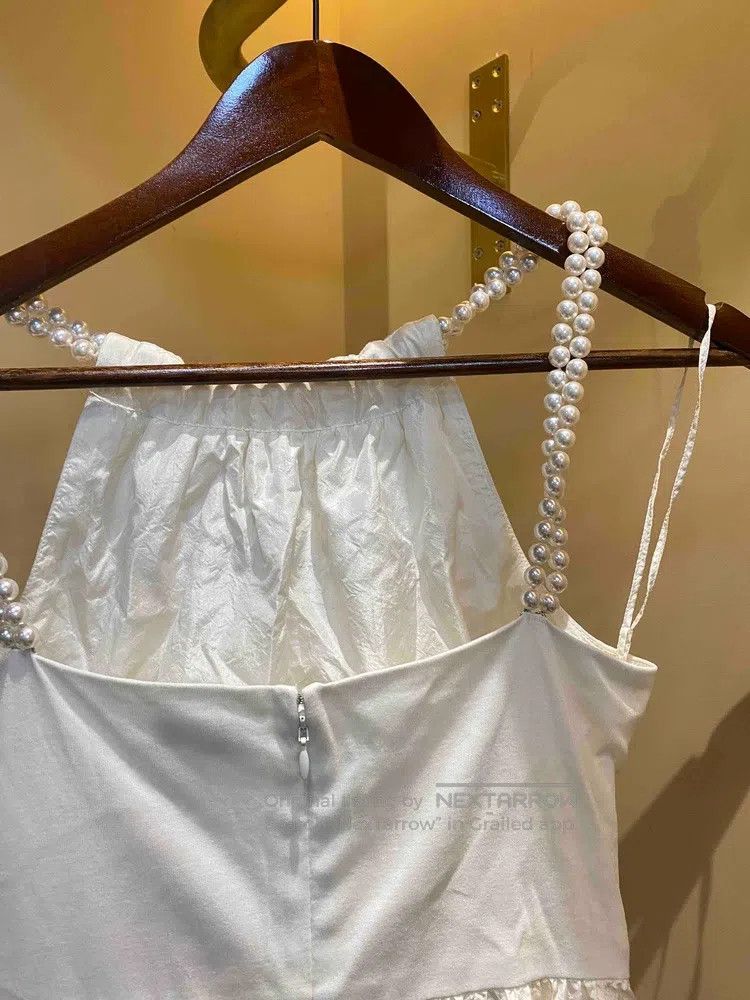 Chanel Chanel White Moonlight Pearl Hanging Neck Satin Dress Size XXS / US 00 / IT 34 - 8 Thumbnail