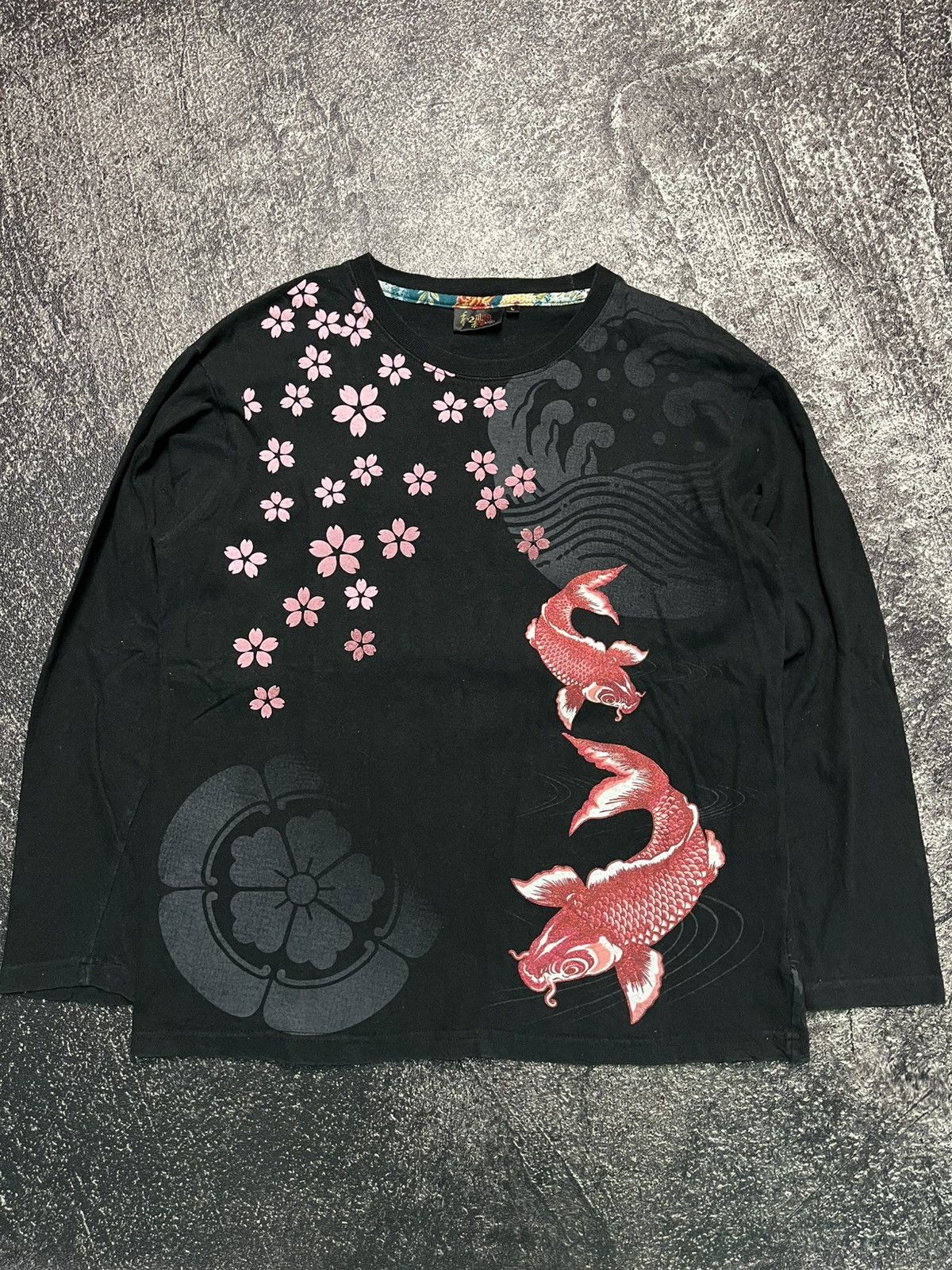 Kamakura Vintage Sukajan Koi Black LongSleeve Size US L / EU 52-54 / 3 - 3 Thumbnail