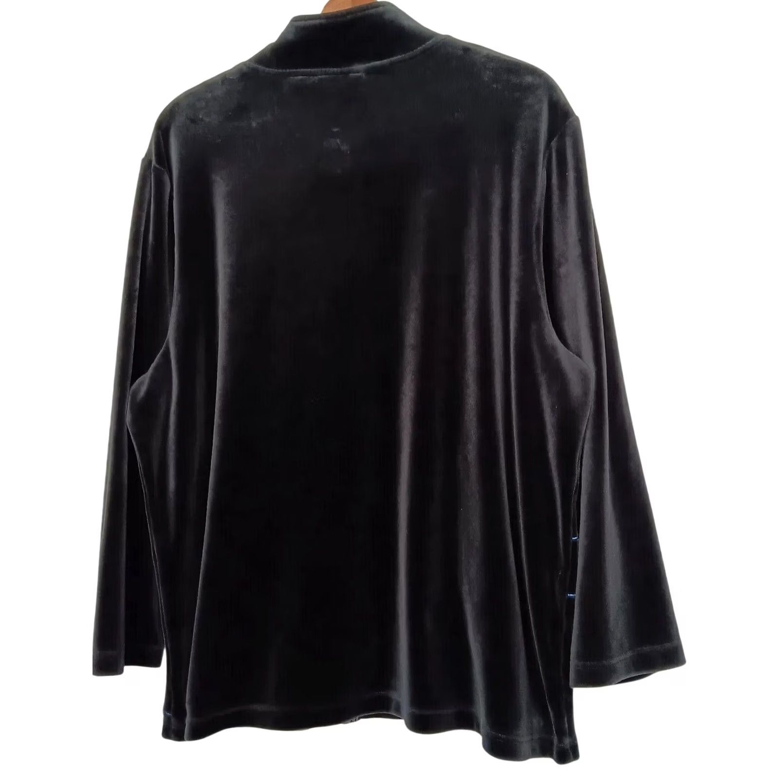 Velour VINTAGE Onque Women Sweatshirt Black Velour Snowmen Sledding Ski Full Zip 2X Men Ladies Embroidered Winter Plush Cozy Casual/Party Size US XXL / EU 58 / 5 - 2 Thumbnail