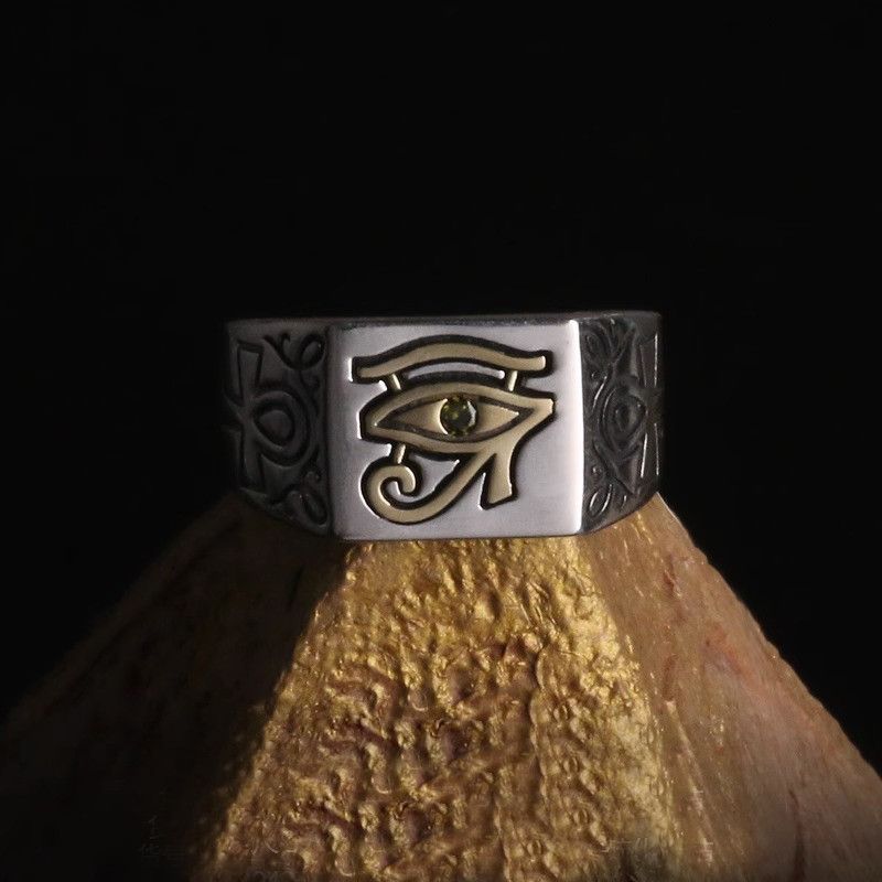 Vintage Resizable Eye of Horus Egyptian Pharaoh Ring Size ONE SIZE - 1 Thumbnail