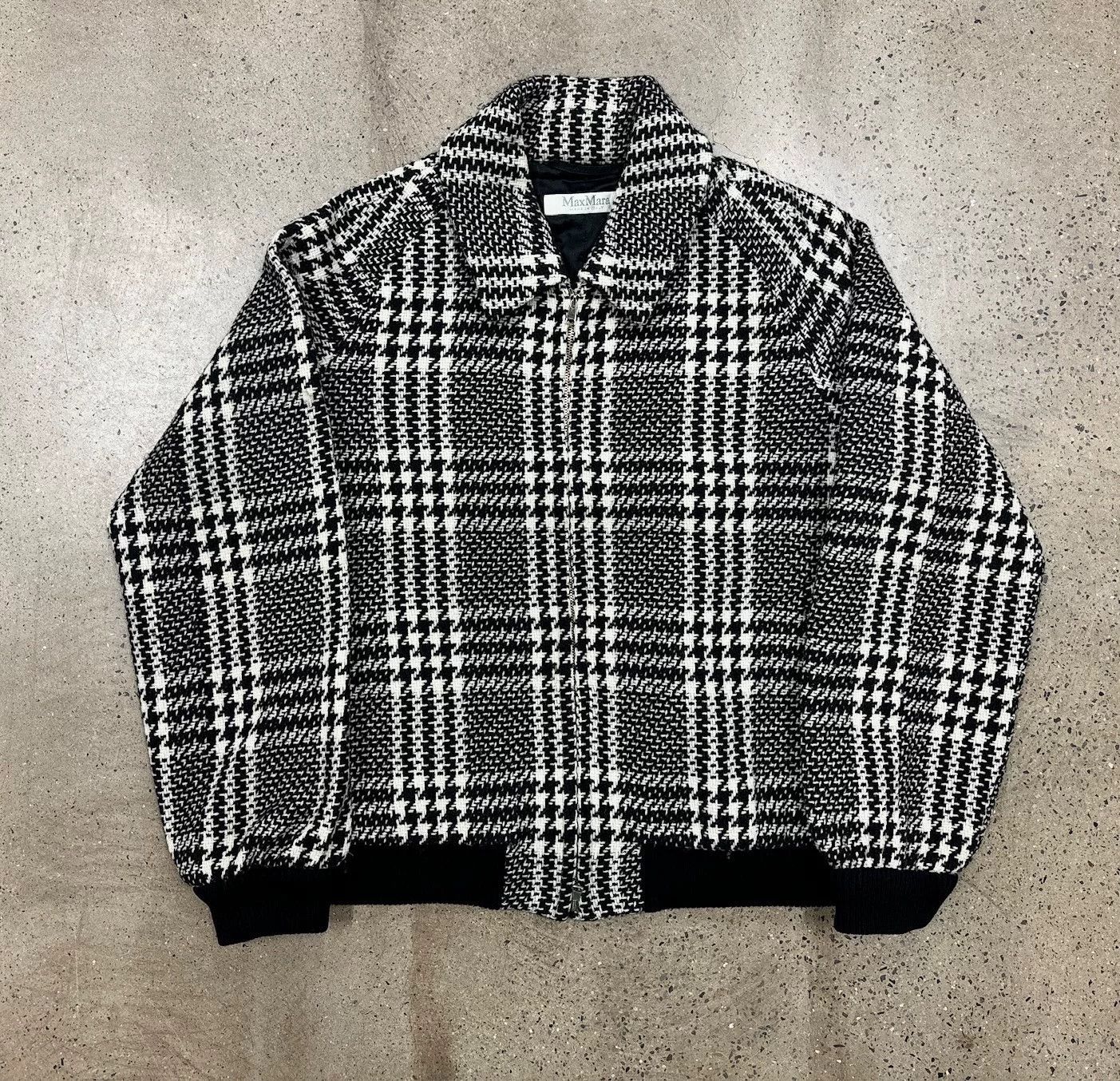 Max Mara Houndstooth Wool Jacket, Women's (Size XS)