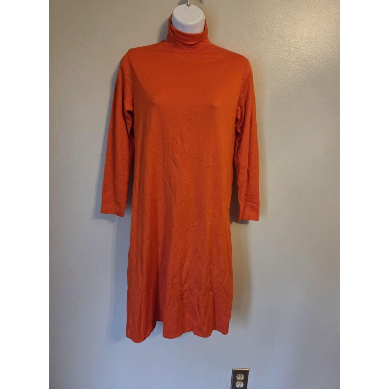 Vintage VINTAGE Ulla by Vicki Cooper Orange Groovy Mod Polyester Turtleneck Dress Size M / US 6-8 / IT 42-44 - 2 Thumbnail