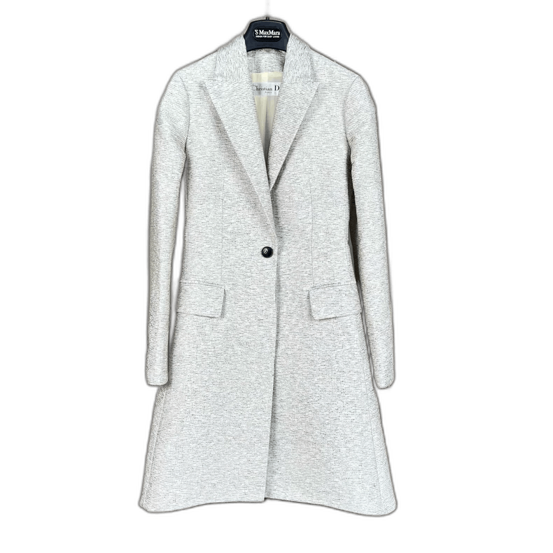 Dior Silver Gray Wool Coat-yf