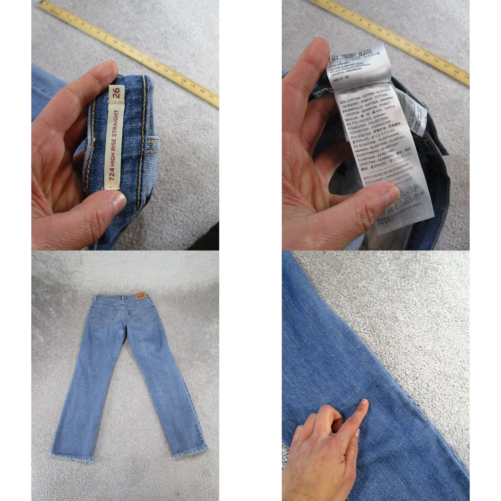 Levi's Levi's 724 Jeans Womens Regular Size 26 High Rise Straight Light Wash Denim Ripped Size 26" / US 2 / IT 38 - 8 Thumbnail