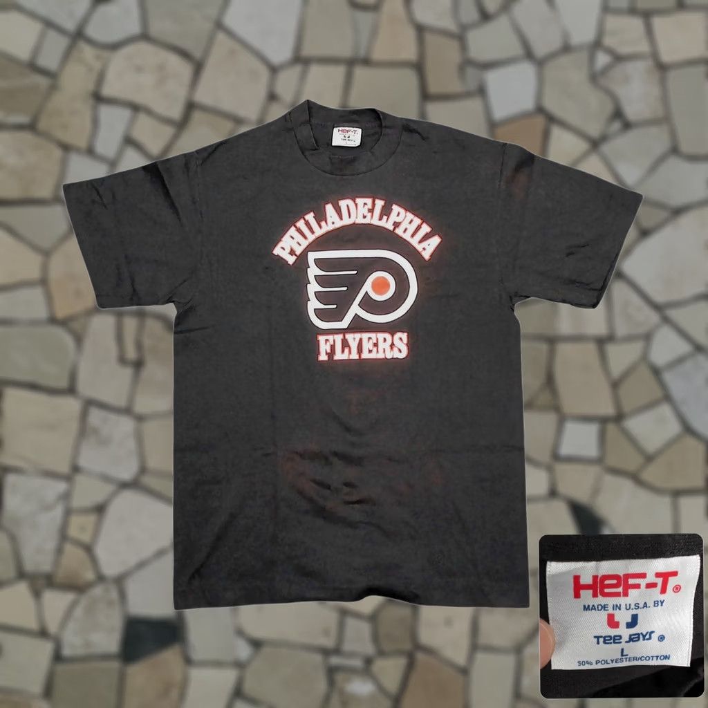 TEE JAYS VINTAGE Philadelphia Flyers T Shirt Mens M Black 80s Tee Jays Graphics Single Stitch NHL Tee Shirts Size US M / EU 48-50 / 2 - 1 Thumbnail