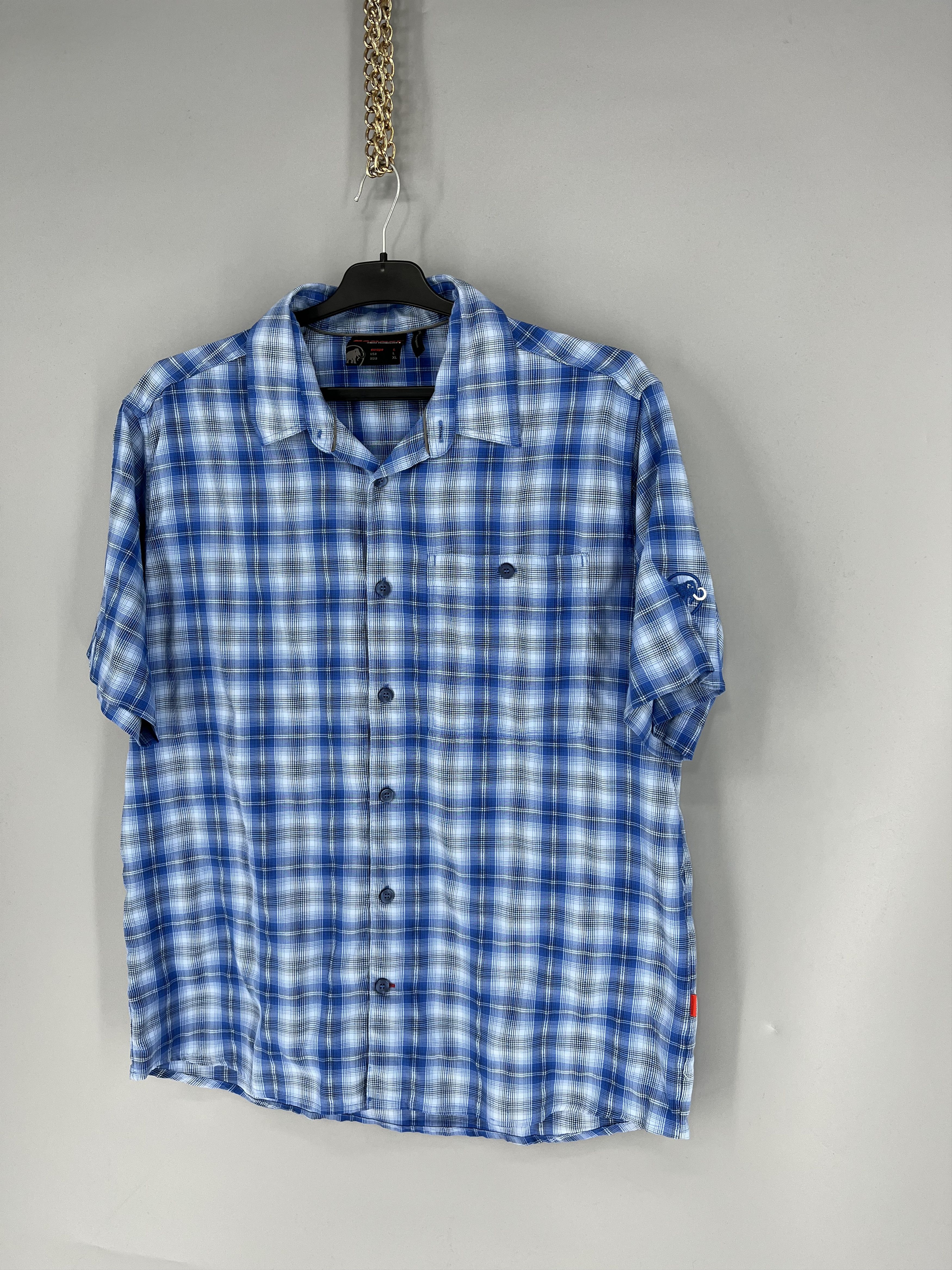 Mammut Mammut Mens L Blue Plaid Short Sleeve Button Up Shirt Shirt Size US L / EU 52-54 / 3 - 3 Thumbnail