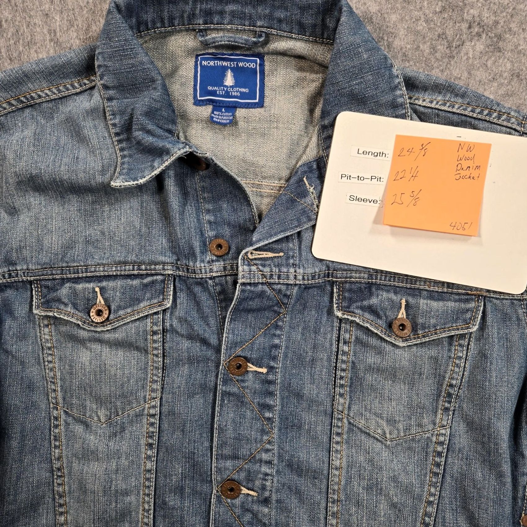 Denime VINTAGE Northwest Wood Jacket Mens L Blue Denim Trucker Button Front Biker Casual Size US L / EU 52-54 / 3 - 7 Thumbnail