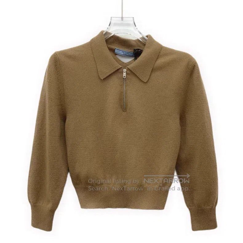Prada Prada 25 brown cashmere lapel zipper long-sleeved knitwear Size XS / US 0-2 / IT 36-38 - 1 Thumbnail