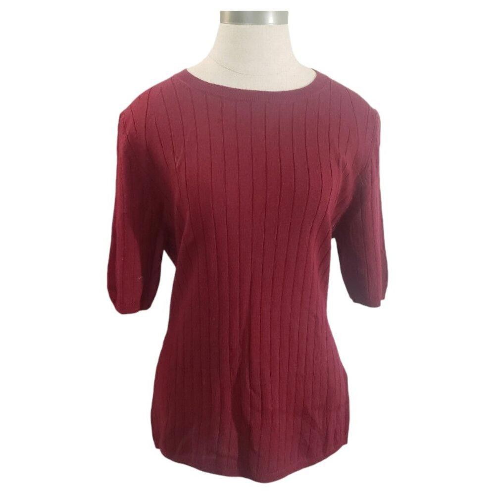 Banana Republic CT 1977 BR Ladies Burgundy Ribbed Soft Wool Sweater L Size L / US 10 / IT 46 - 1 Thumbnail