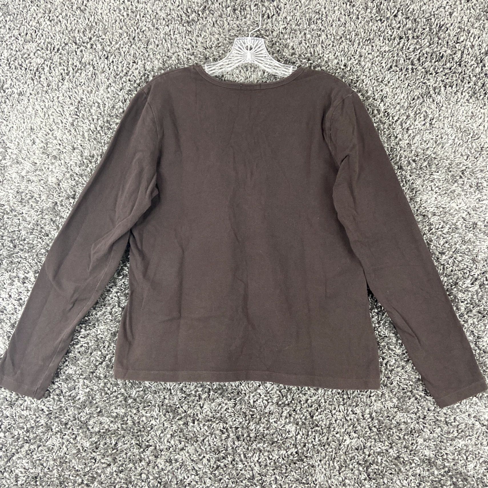 Old Navy Old Navy Women's Blouse XL Long Sleeve V-Neck Brown Stretch Top Size XL / US 12-14 / IT 48-50 - 7 Thumbnail