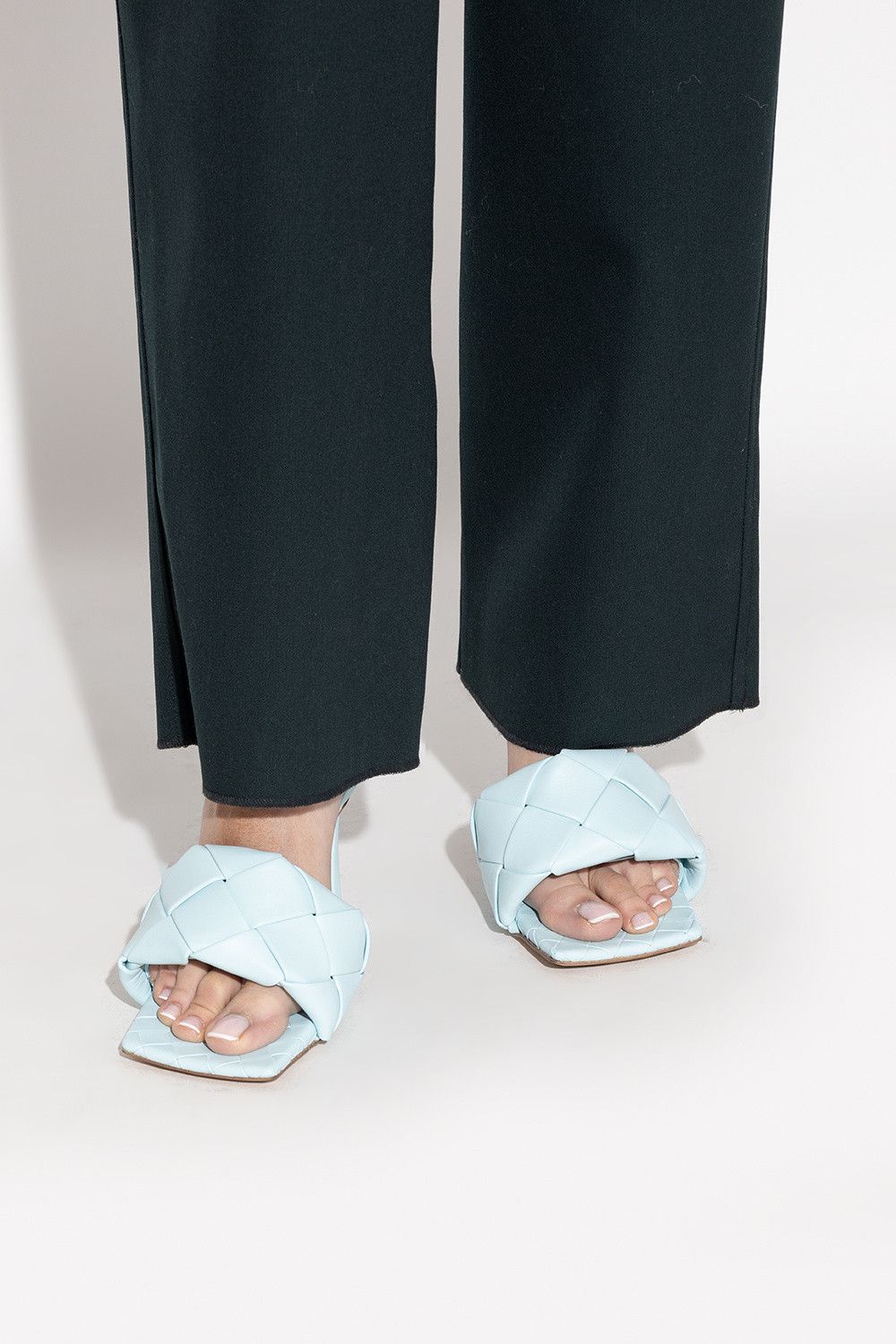 Bottega Veneta o1loc1c0824 608854 Lido Mules in Light Blue Size US 10.5 / IT 40.5 - 2 Thumbnail