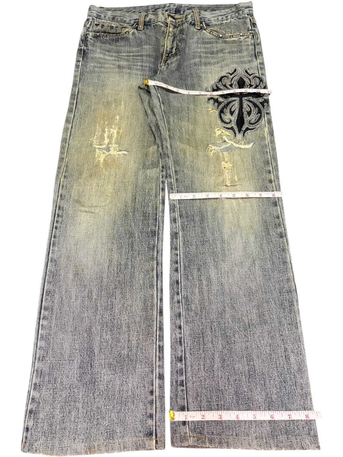 Ksubi Vintage Japanese Brand Embroidered Distressed Jeans Size 32" / US 10 / IT 46 - 8 Thumbnail