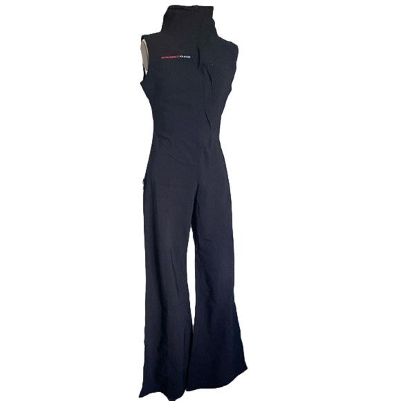 image of Vintage Fiction Design 416 Black Soniq Flare Leg Jumpsuit - M, Women's (Size 30)