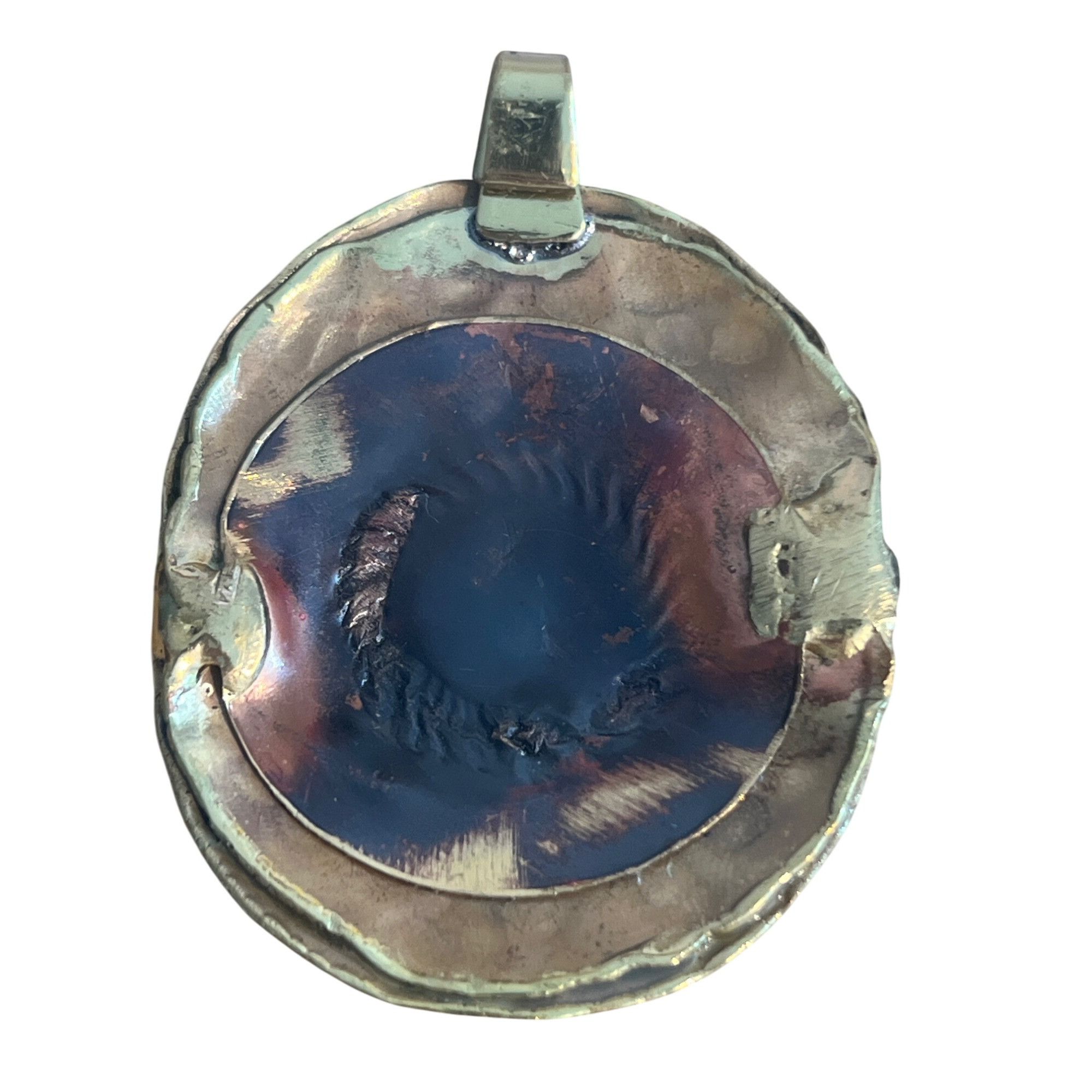 Vintage Vintage Modernist Mixed Metals Eye Pendant Gold Tone Texture Size ONE SIZE - 4 Thumbnail