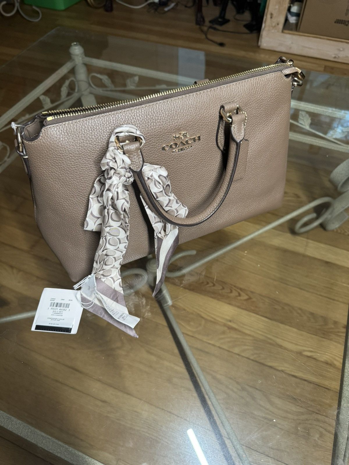 Coach Coach CR156 Dark Stone Pebble Leather Crossbody Bag w/ Scarf Size ONE SIZE - 1 Thumbnail