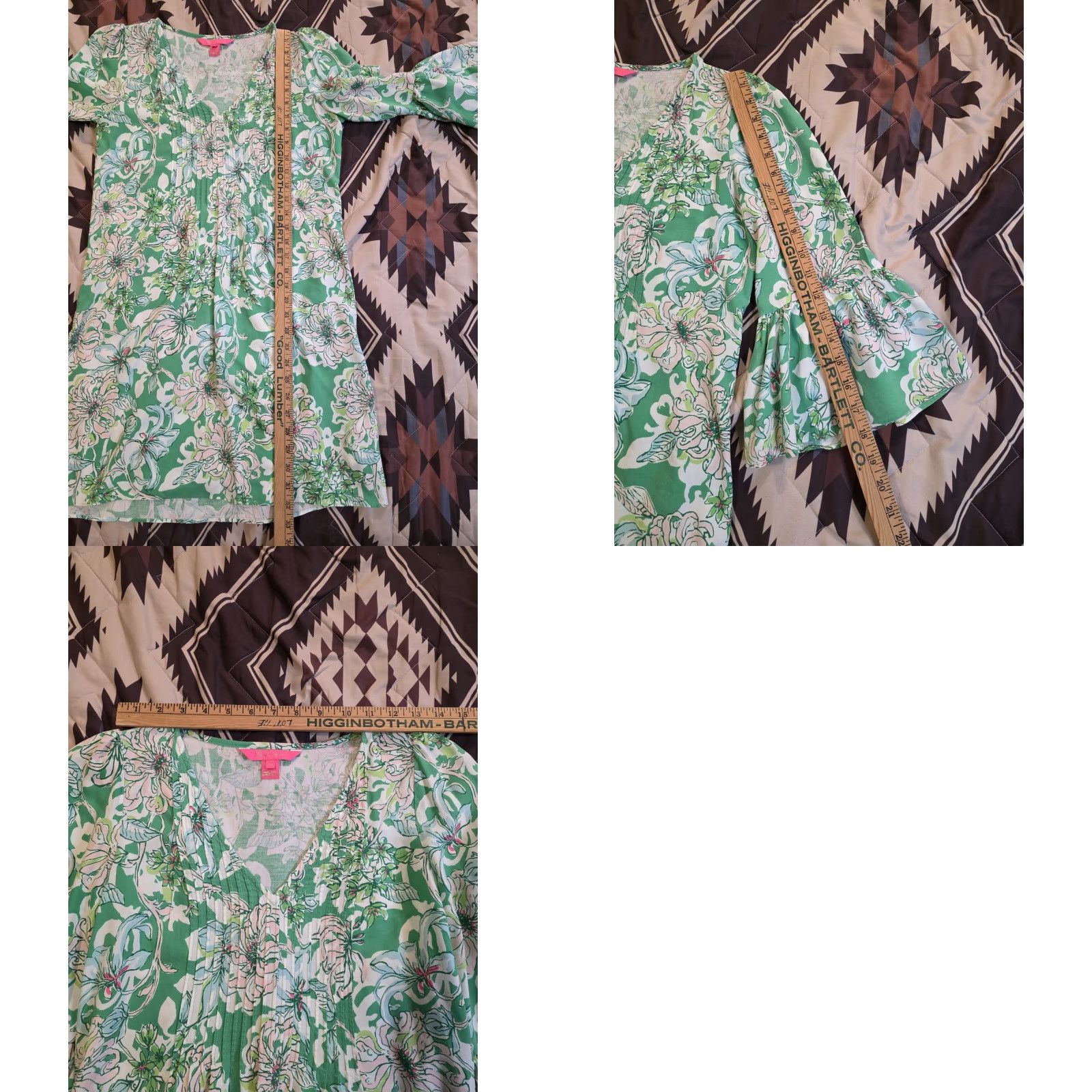 Lilly Pulitzer Lilly Pulitzer Danika 3/4 Sleeve Tunic Dress Spearmint Blossom Green Floral V-Neck Bell Sleeve Short Dress Women Size XXS / US 00 / IT 34 - 8 Thumbnail