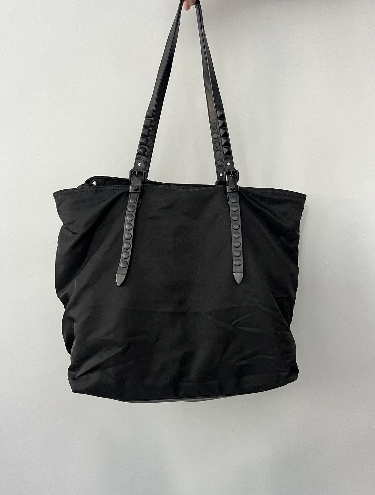 Prada Prada Nylon New Vela Studded Tote Black Size ONE SIZE - 6 Thumbnail