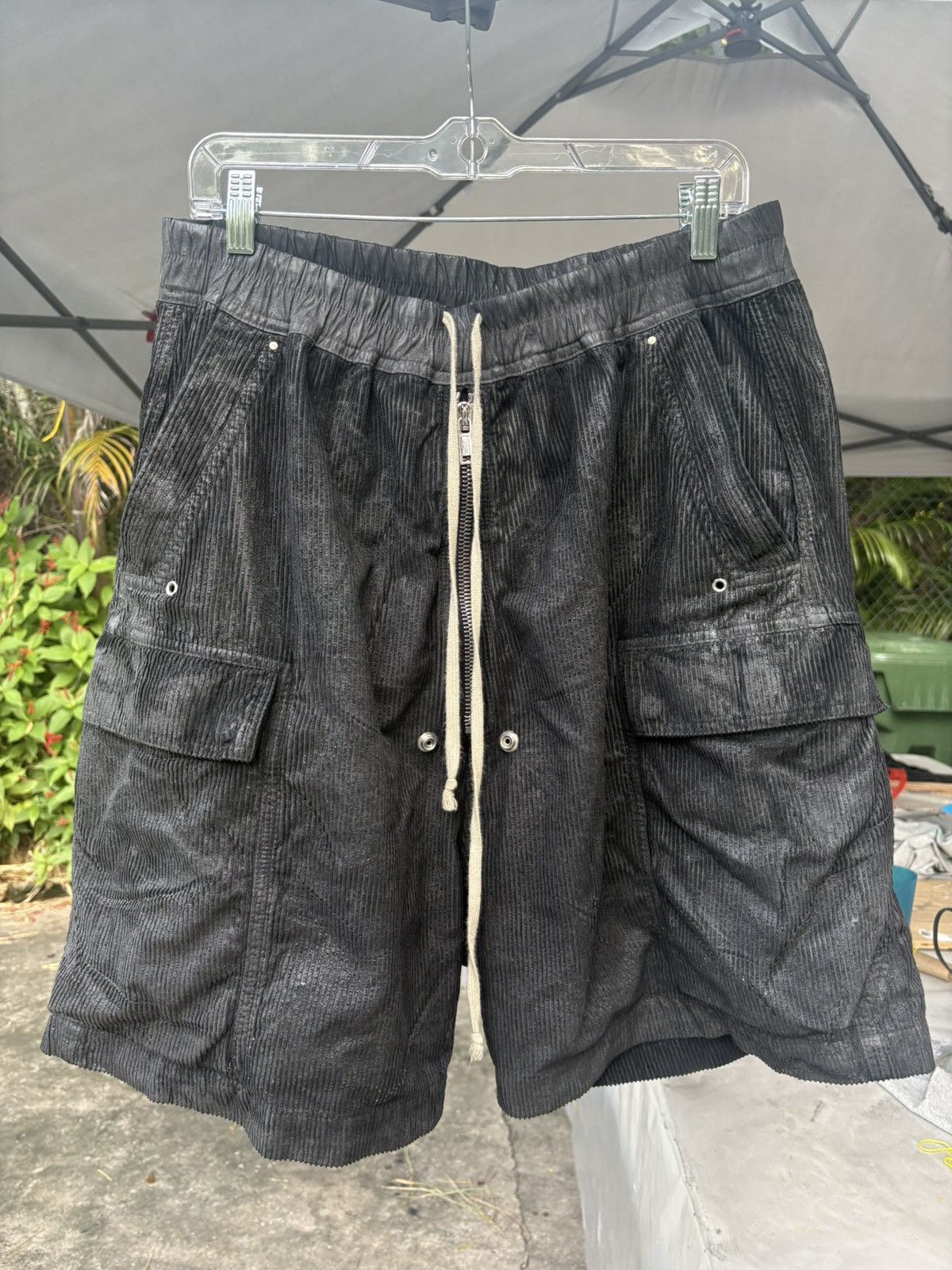 Rick Owens CARGO BELA SHORTS "BLACK FOIL CORDUROY" Size US 32 / EU 48 - 1 Thumbnail