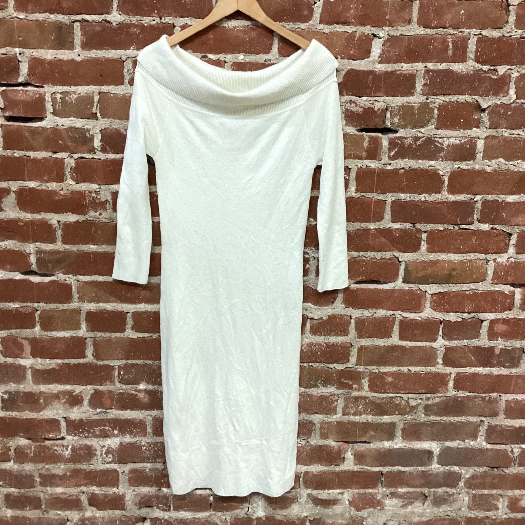 Steve Madden Steve Madden Womens Francesca Off The Shoulder Long Sleeve Sweater Dress L Ivory Size L / US 10 / IT 46 - 3 Thumbnail