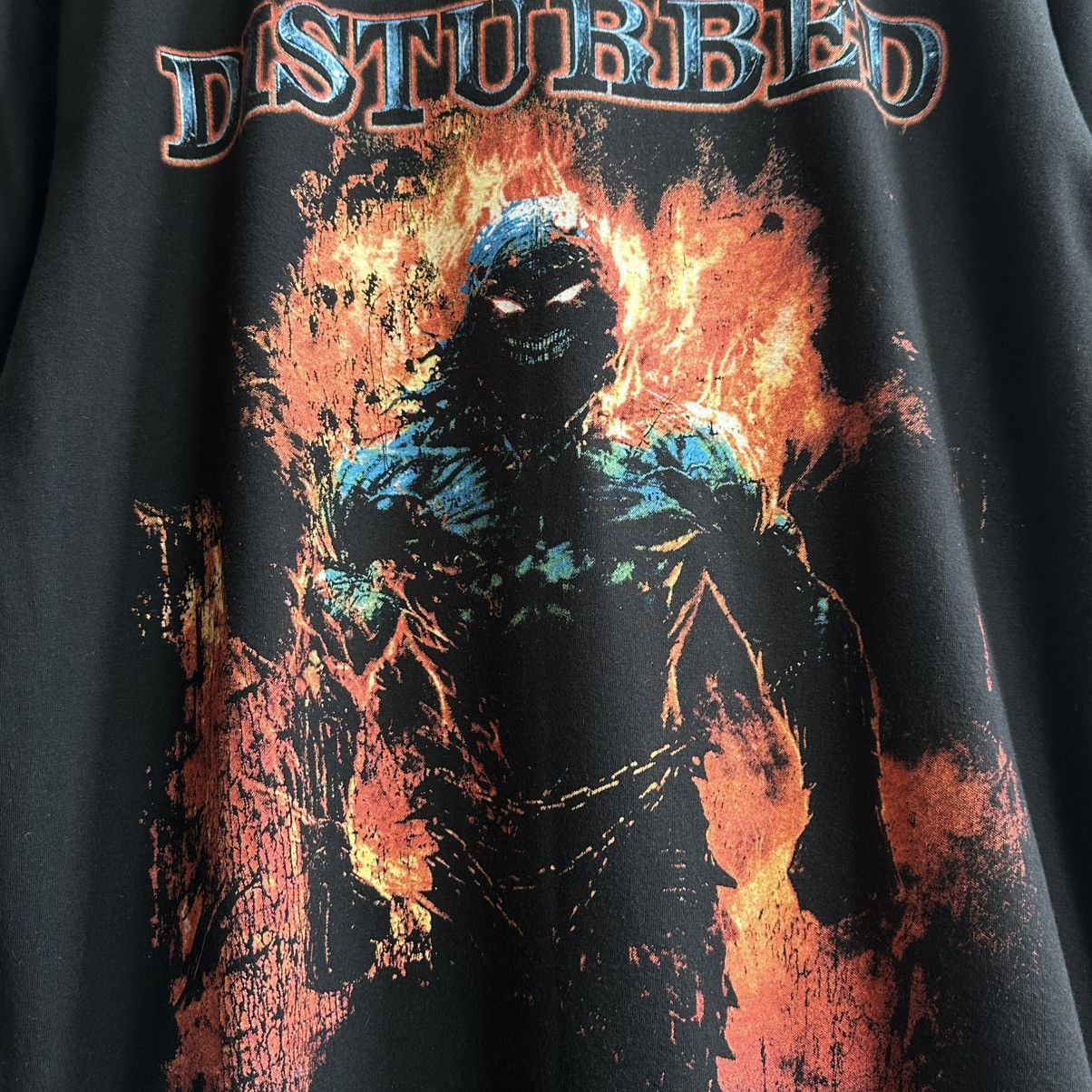 Band Tees × Vintage VINTAGE Y2K DISTURBED FLAME GRAPHIC TEE Size US M / EU 48-50 / 2 - 5 Thumbnail