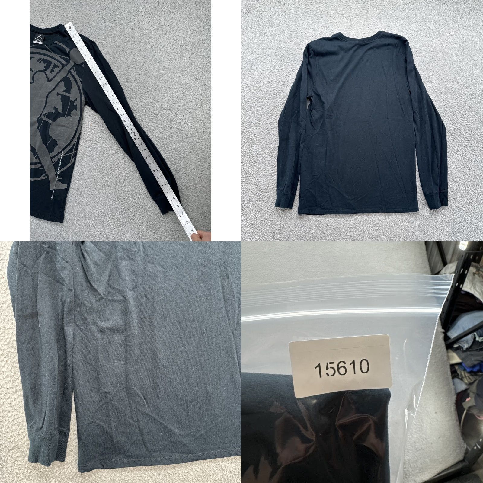Jordan Brand Air Jordan Mens Black Long Sleeve Dri Fit Big Logo Shirt Medium Size US M / EU 48-50 / 2 - 8 Thumbnail