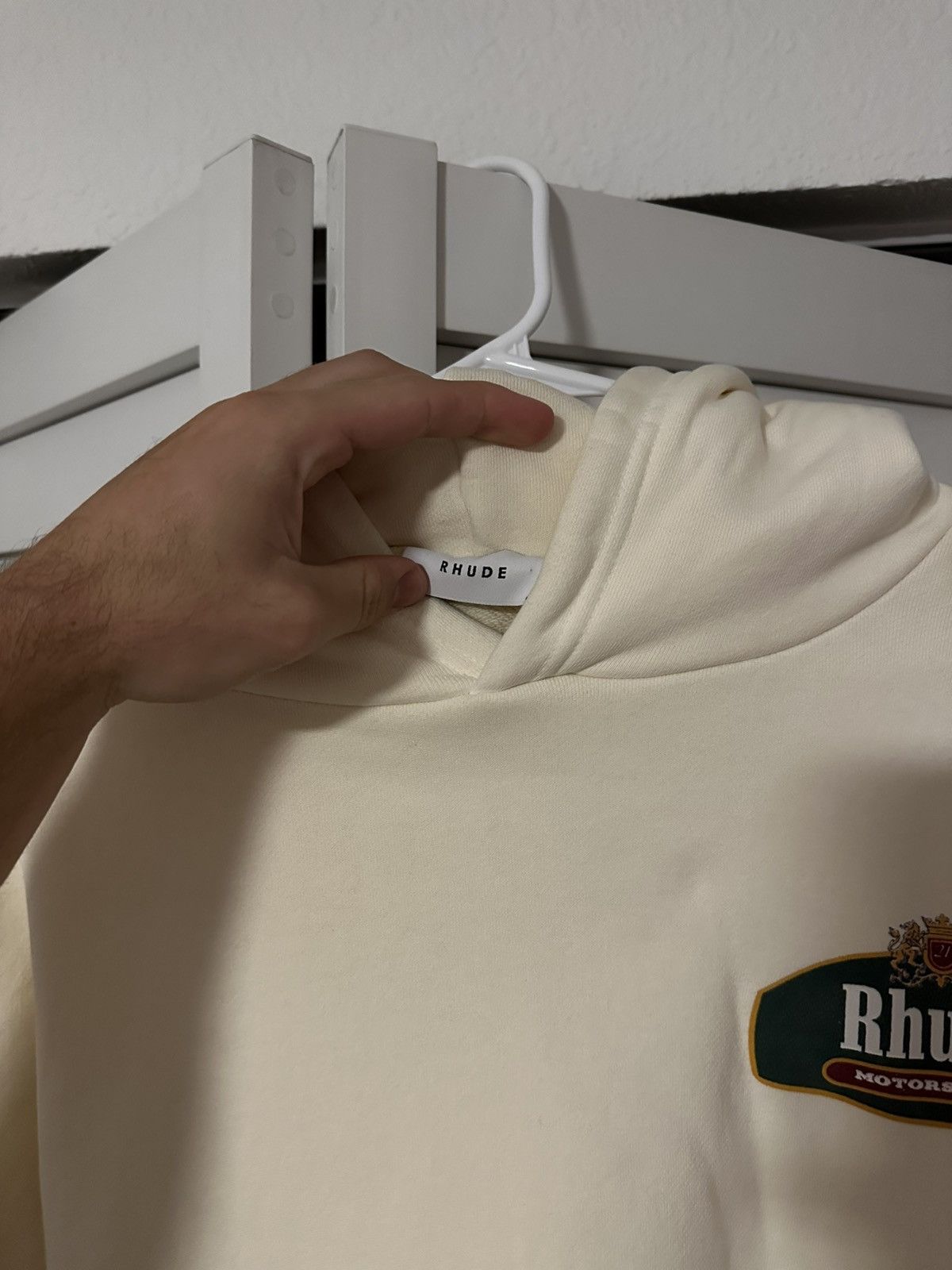 Rhude Rhude Motorsport Hoodie Cream Size US S / EU 44-46 / 1 - 5 Thumbnail