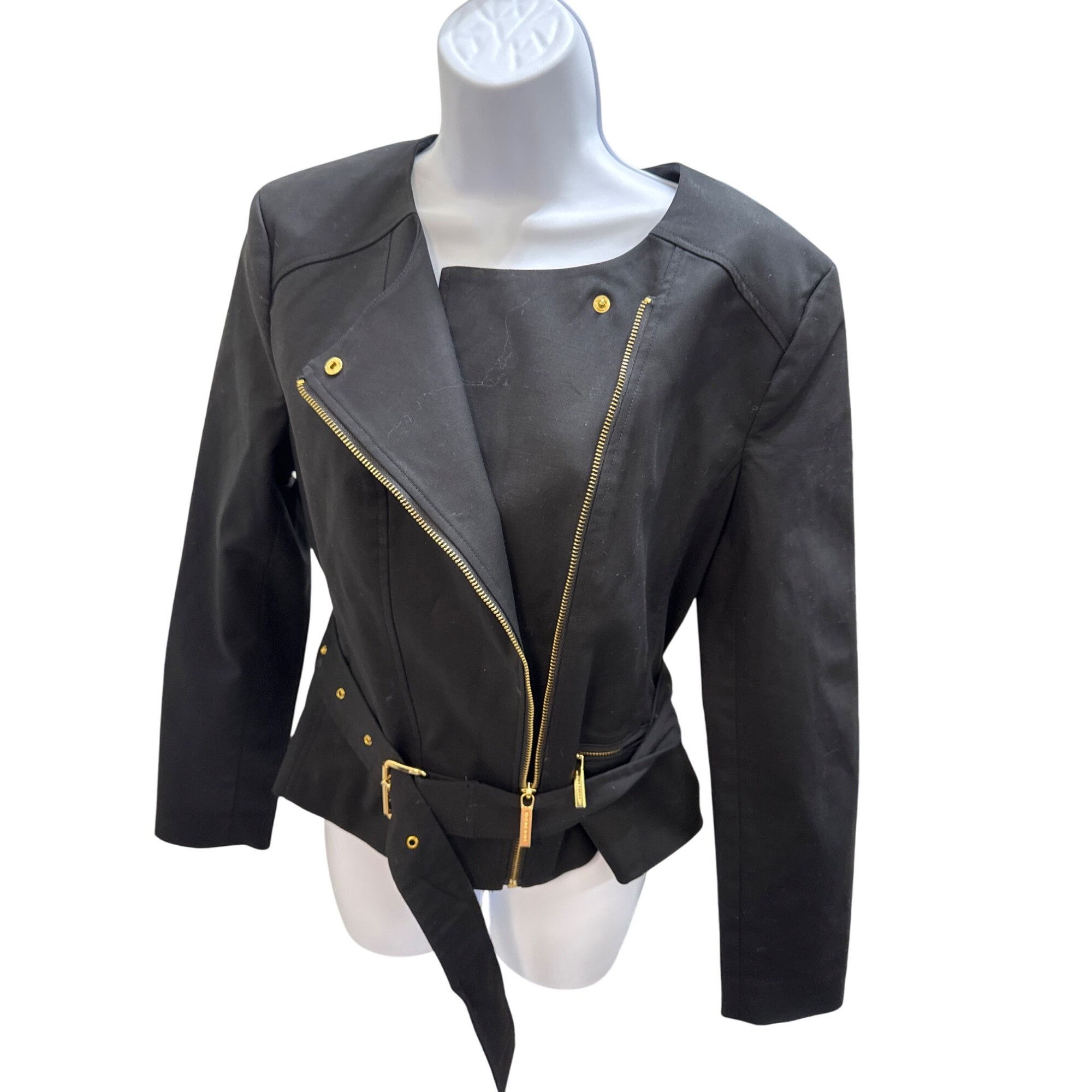 Michael Kors Michael Kors Womens Black Cotton/Spandex Blazer Size 12 SKU Size XL / US 12-14 / IT 48-50 - 2 Thumbnail