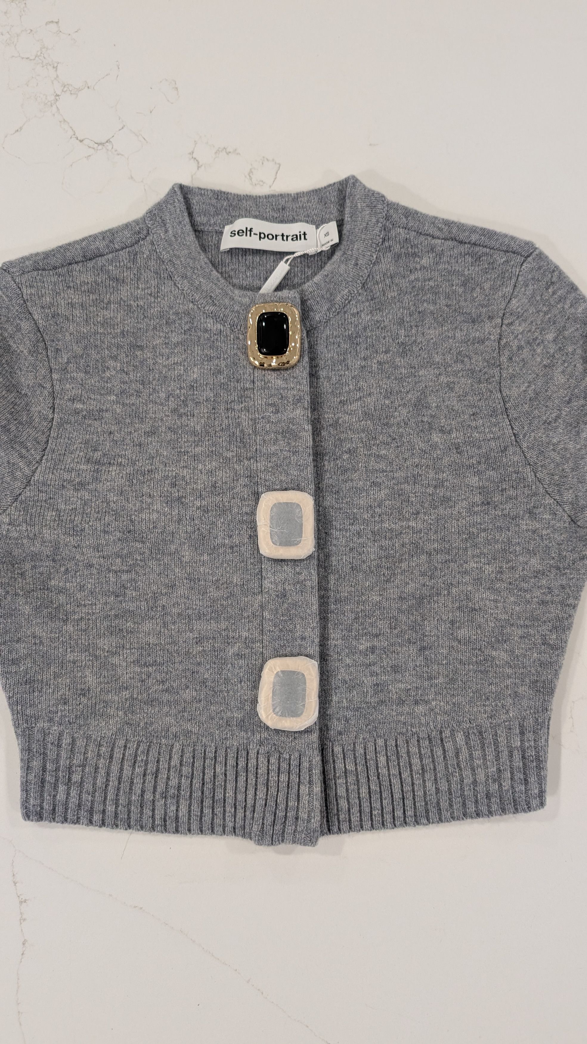 Self-Portrait Self-Portrait Cropped Wool Blend Cardigan Sweater Size XS / US 0-2 / IT 36-38 - 2 Thumbnail