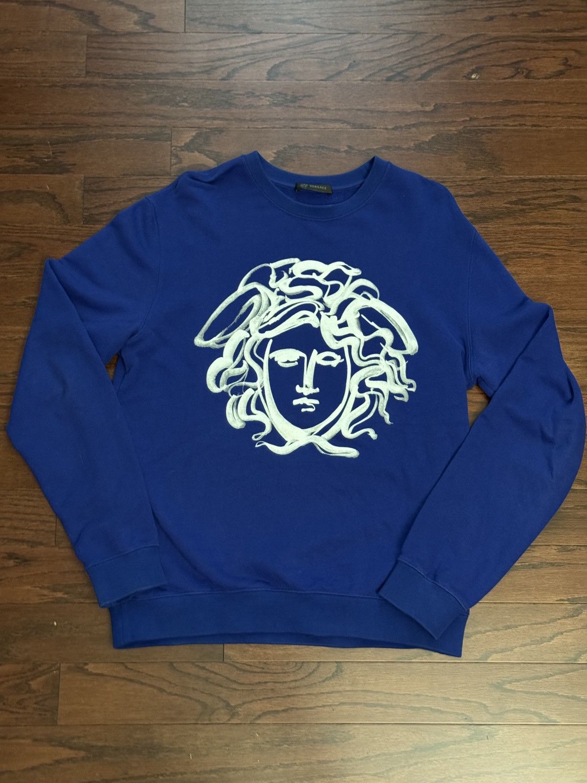 Versace Medusa Print Blue/White Crewneck Sweater