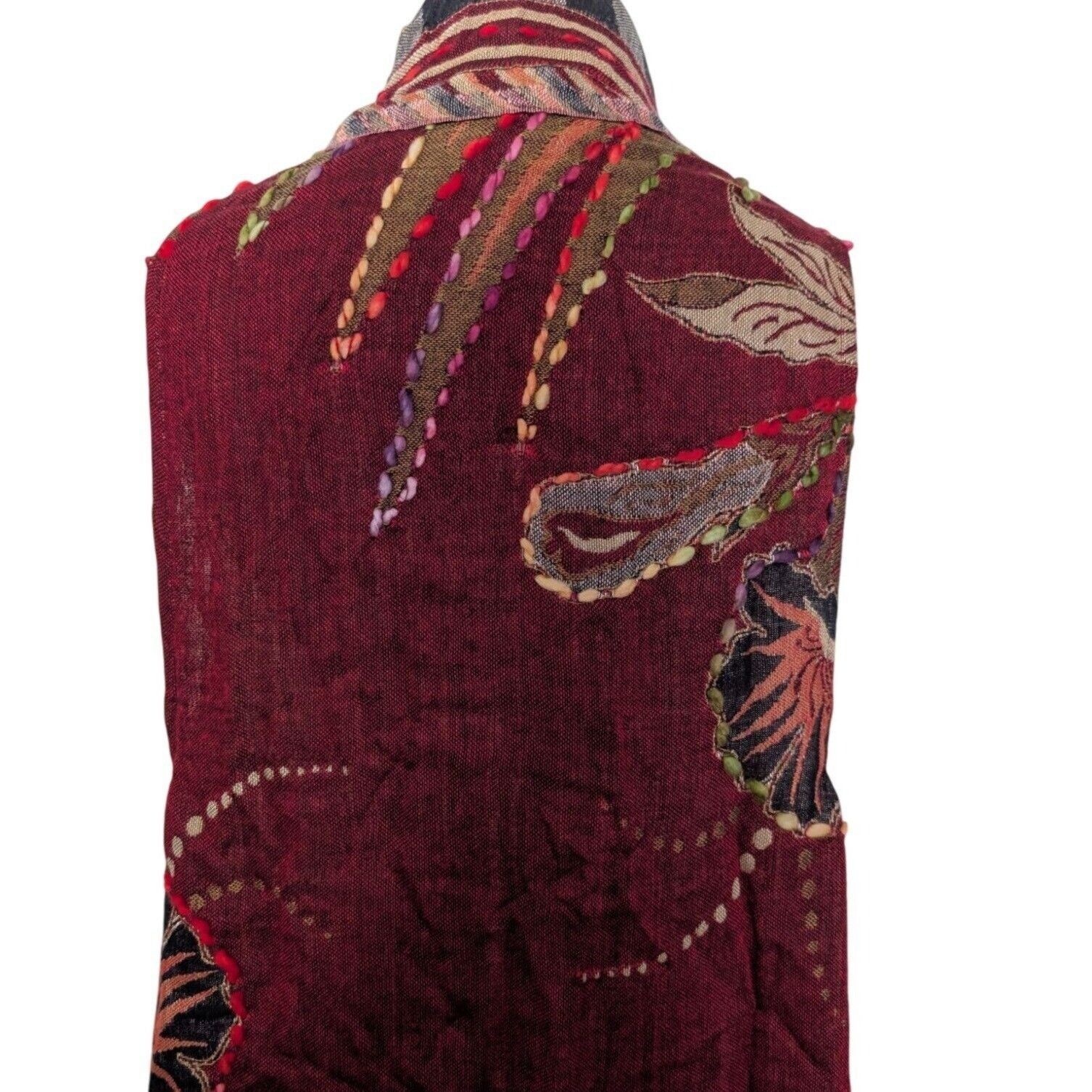Designer Raj Floral Embroidered Cardigan Womens One Size Red Boho Size ONE SIZE - 10 Thumbnail