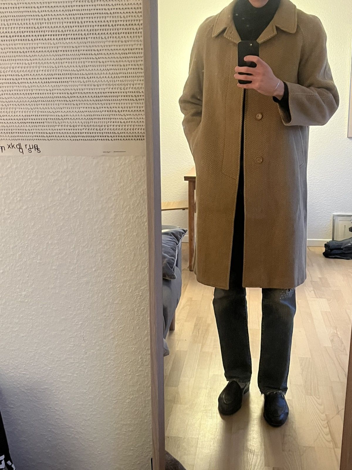 Vintage Beige Balmacaan Tweed Herringbone Overcoat Size US M / EU 48-50 / 2 - 8 Thumbnail