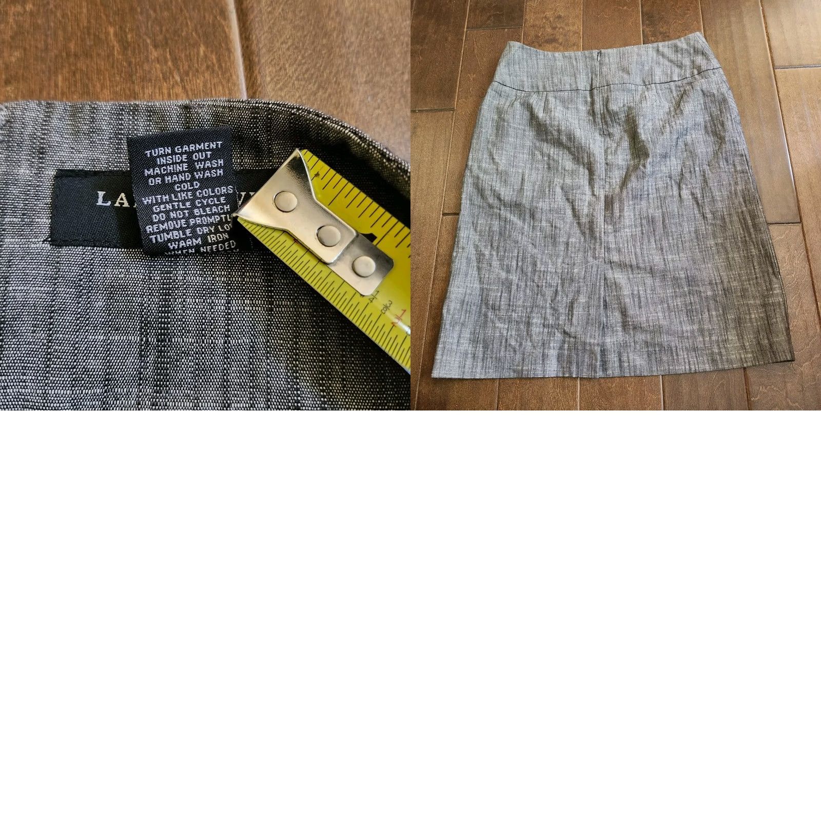 Vintage Larry Levine Skirt Women Gray Heathered Stretch Knee Length Size 6 Polyester Spandex Cotton Pants Pencil Vintage: No But Not Applicable Size 28" / US 6 / IT 42 - 8 Thumbnail