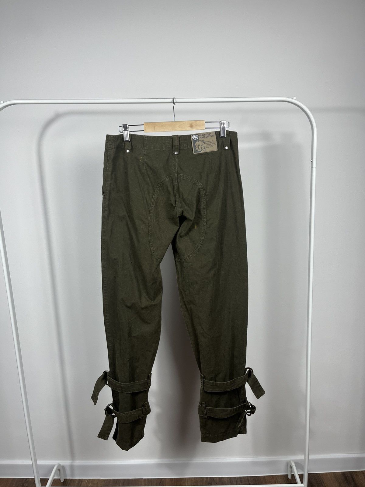 Other Avant-Garde Olive Cargo Pants Zip Pocket Strap Design Size US 31 - 8 Thumbnail
