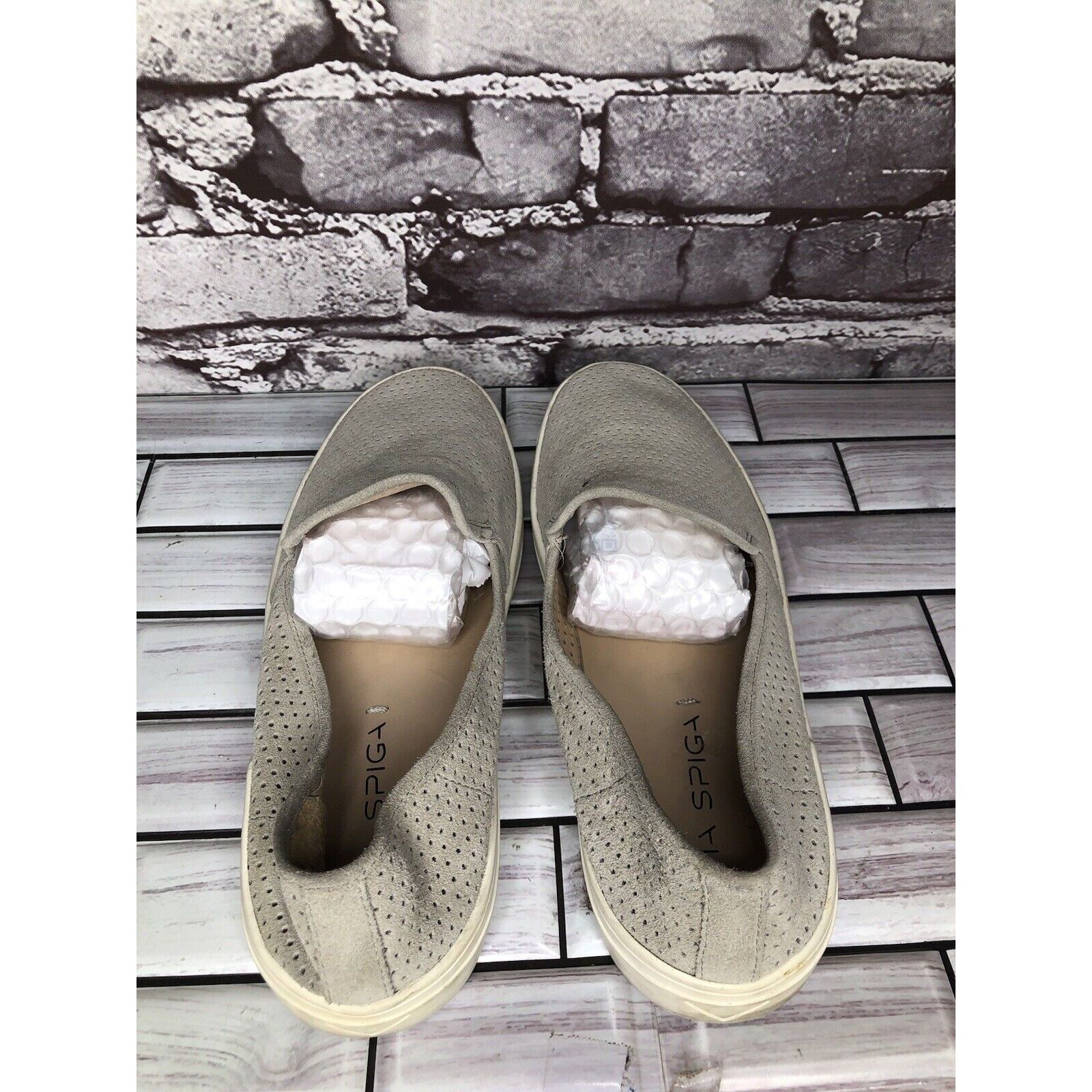 Other Via Spiga Grey Suede Leather Perforated Slip On Sneaker Shoe Size US 7 / IT 37 - 4 Thumbnail