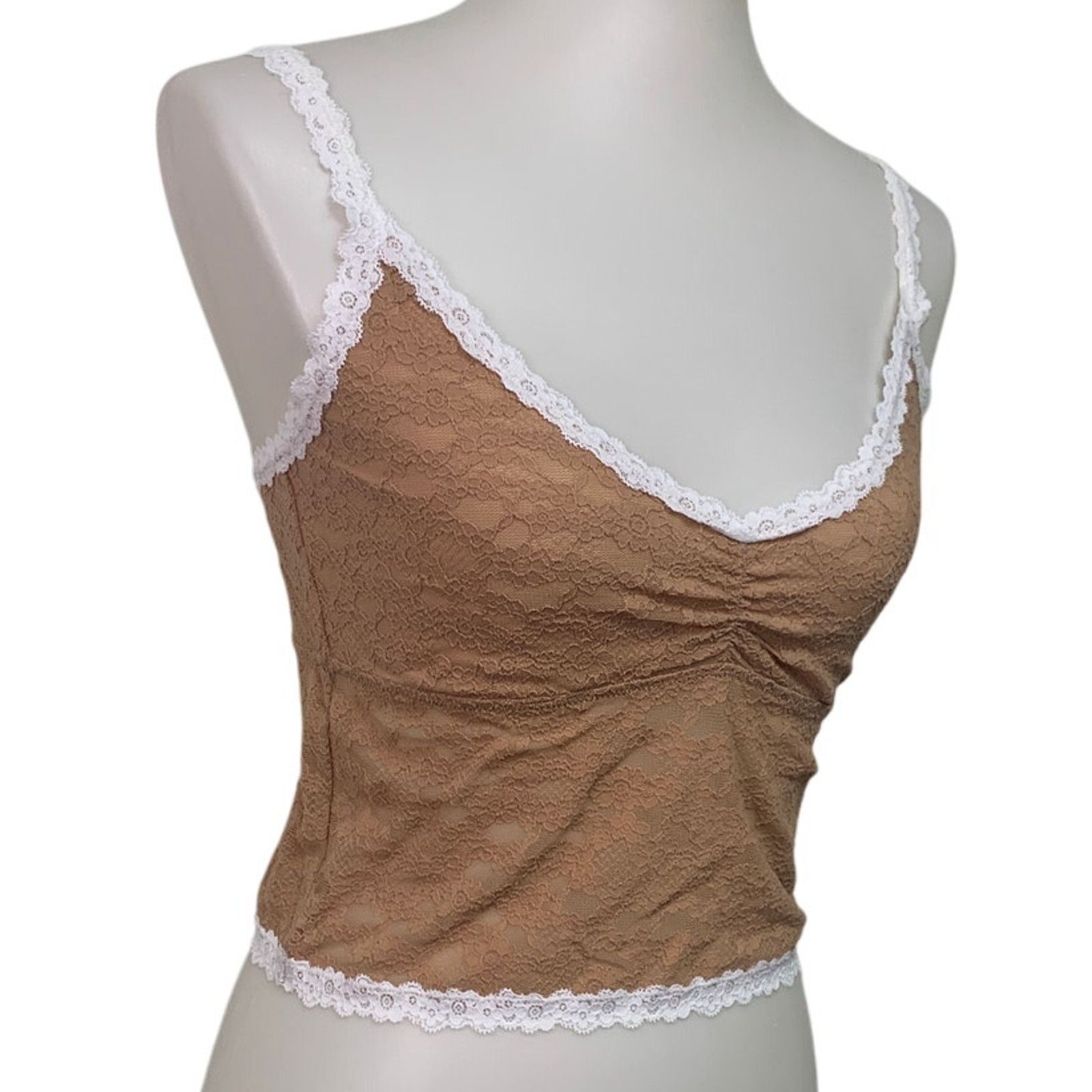 American Eagle Outfitters New American Eagle Womens XXL Tan Vintage Lace Cami Bra Size ONE SIZE - 1 Thumbnail