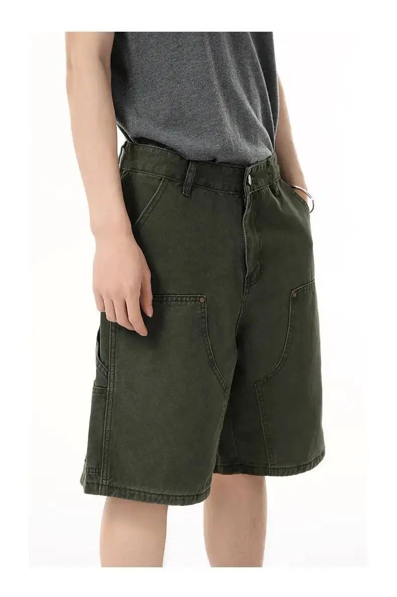 Japanese Brand Denim Shorts Multi Pocket Jeans Green Size US 30 / EU 46 - 3 Thumbnail