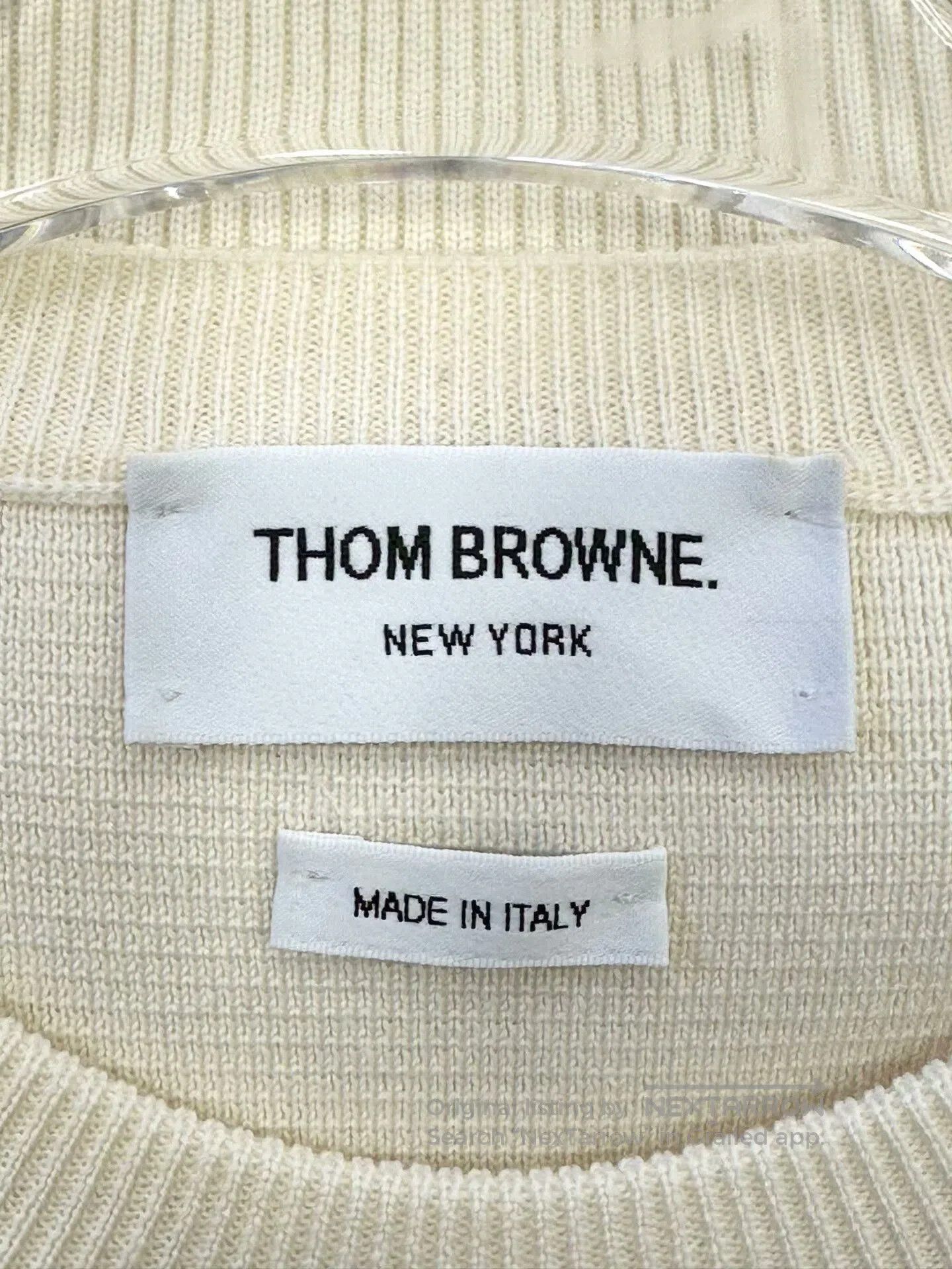Thom Browne Thom Browne Cream Side Stripe Knit Sweater. Size XS / US 0-2 / IT 36-38 - 3 Thumbnail