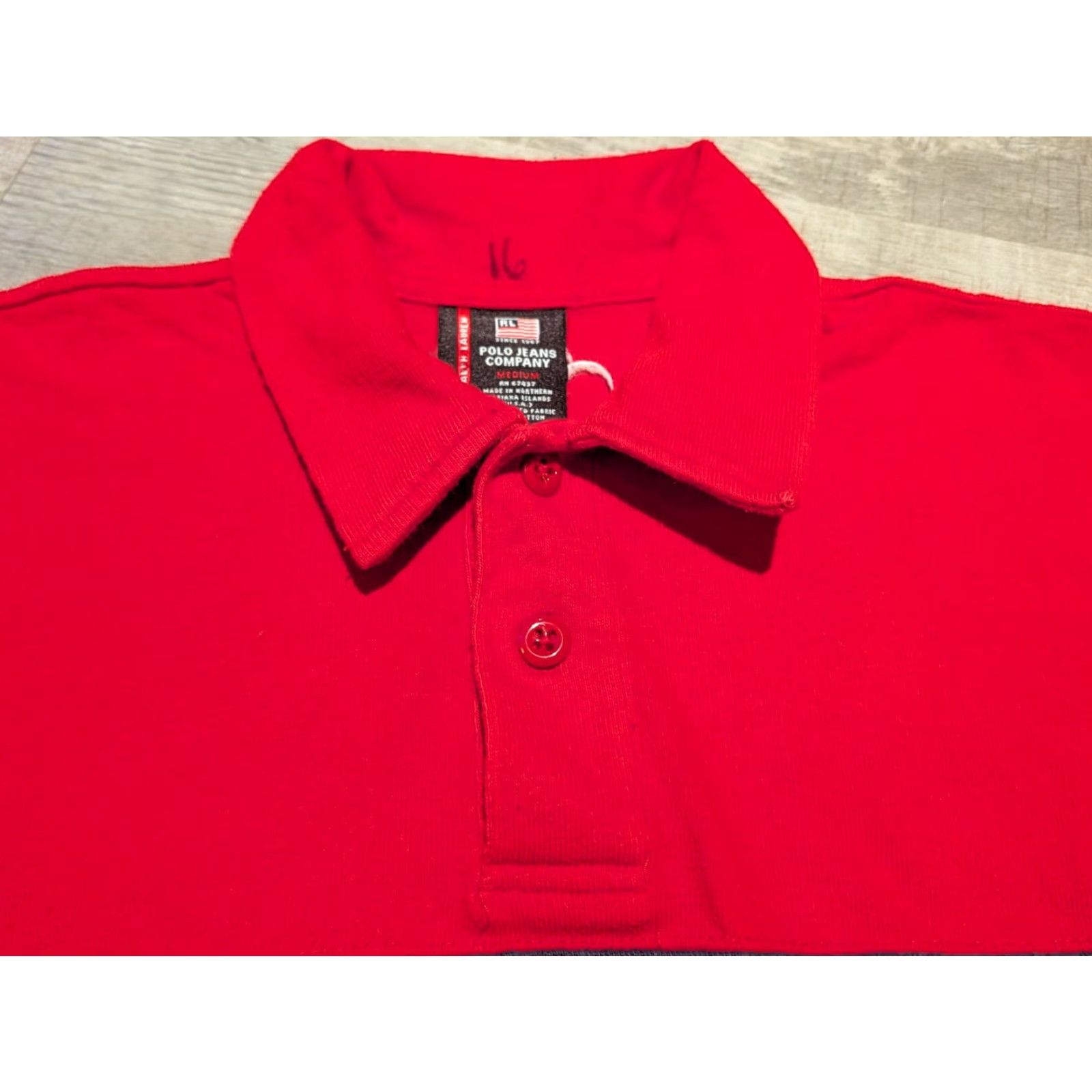 Ralph Lauren VINTAGE 90s Ralph Lauren Polo Jeans Co Rugby Shirt Long Sleeve Red M USA Made Mens Polo Shirt Size US M / EU 48-50 / 2 - 7 Thumbnail