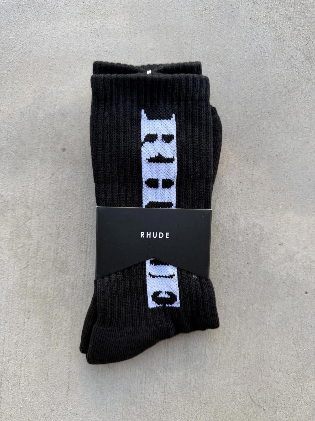 Rhude Rhude Black Vertical Logo Crew Socks Brand New Authentic Size ONE SIZE - 1 Thumbnail