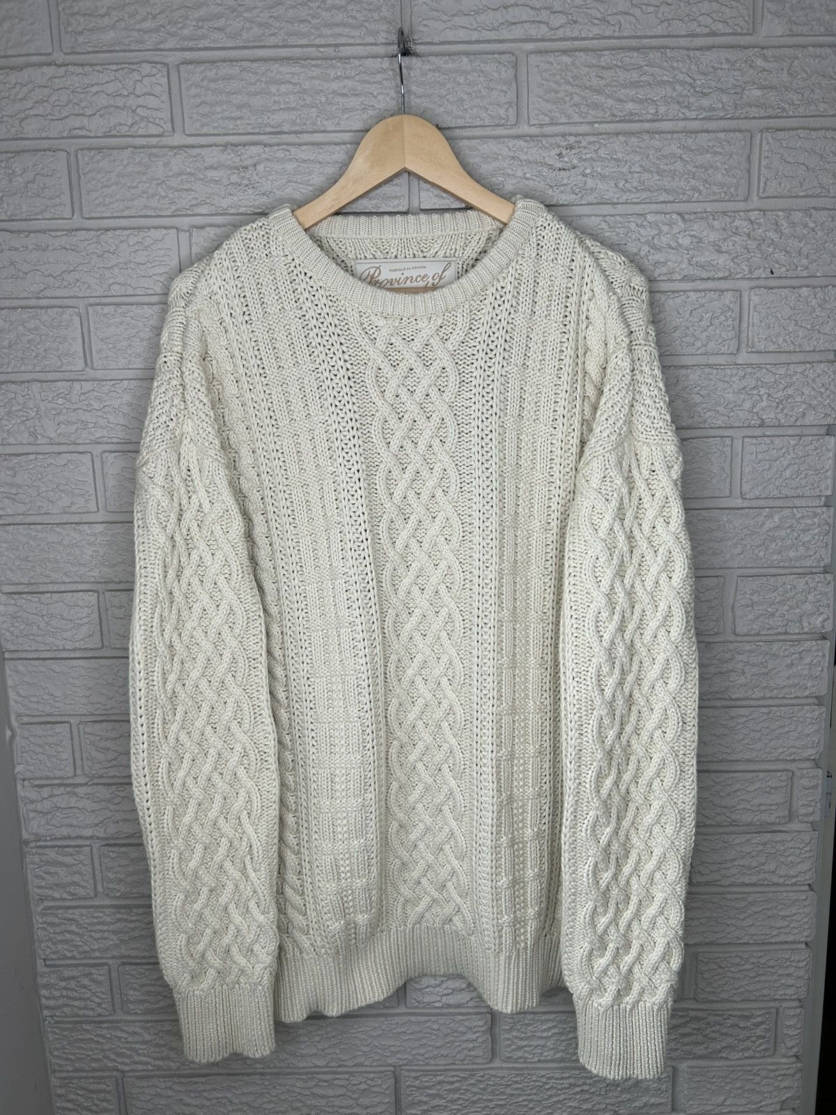 Vintage Province Of Canada White Cable Knit Sweater Size US L / EU 52-54 / 3 - 4 Thumbnail