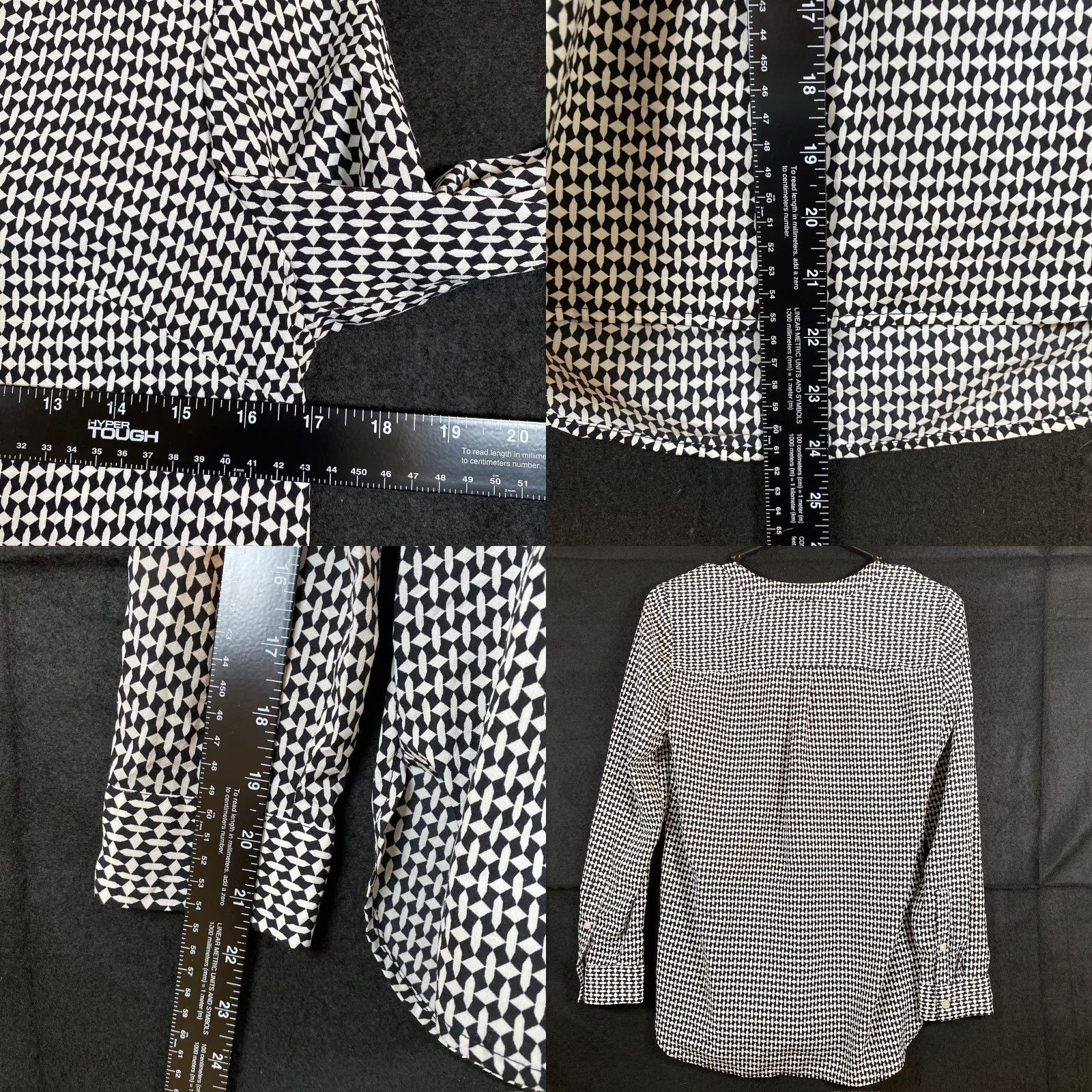 Talbots Talbots Womens Blouse Black White Diamond V Neck Long Sleeve Lightweight Petite Size XXS / US 00 / IT 34 - 8 Thumbnail