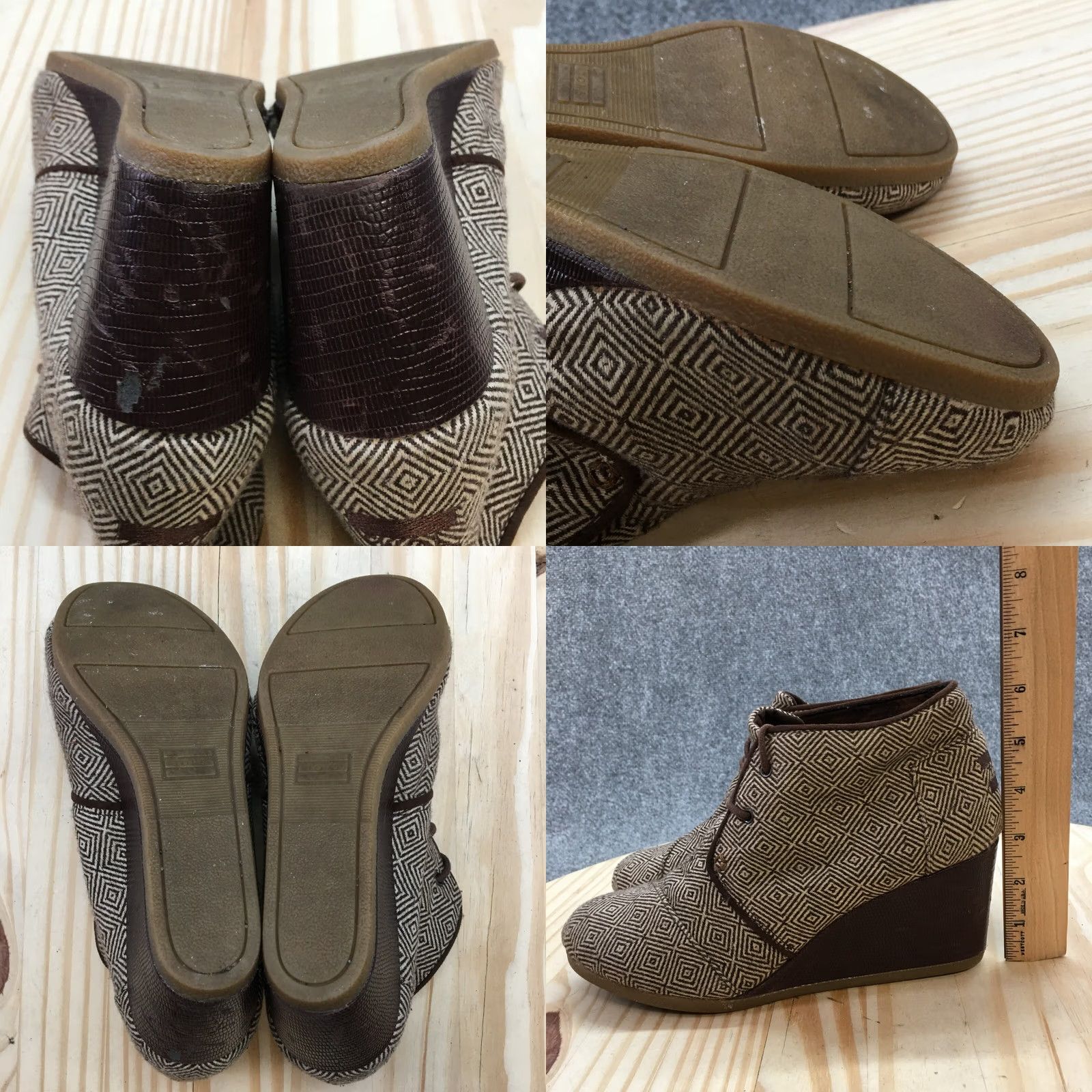 Toms Toms Boots Womens 9 Herringbone Desert Ankle Booties Brown Wedge Lace Up 690515 Size US 9 / IT 39 - 8 Thumbnail