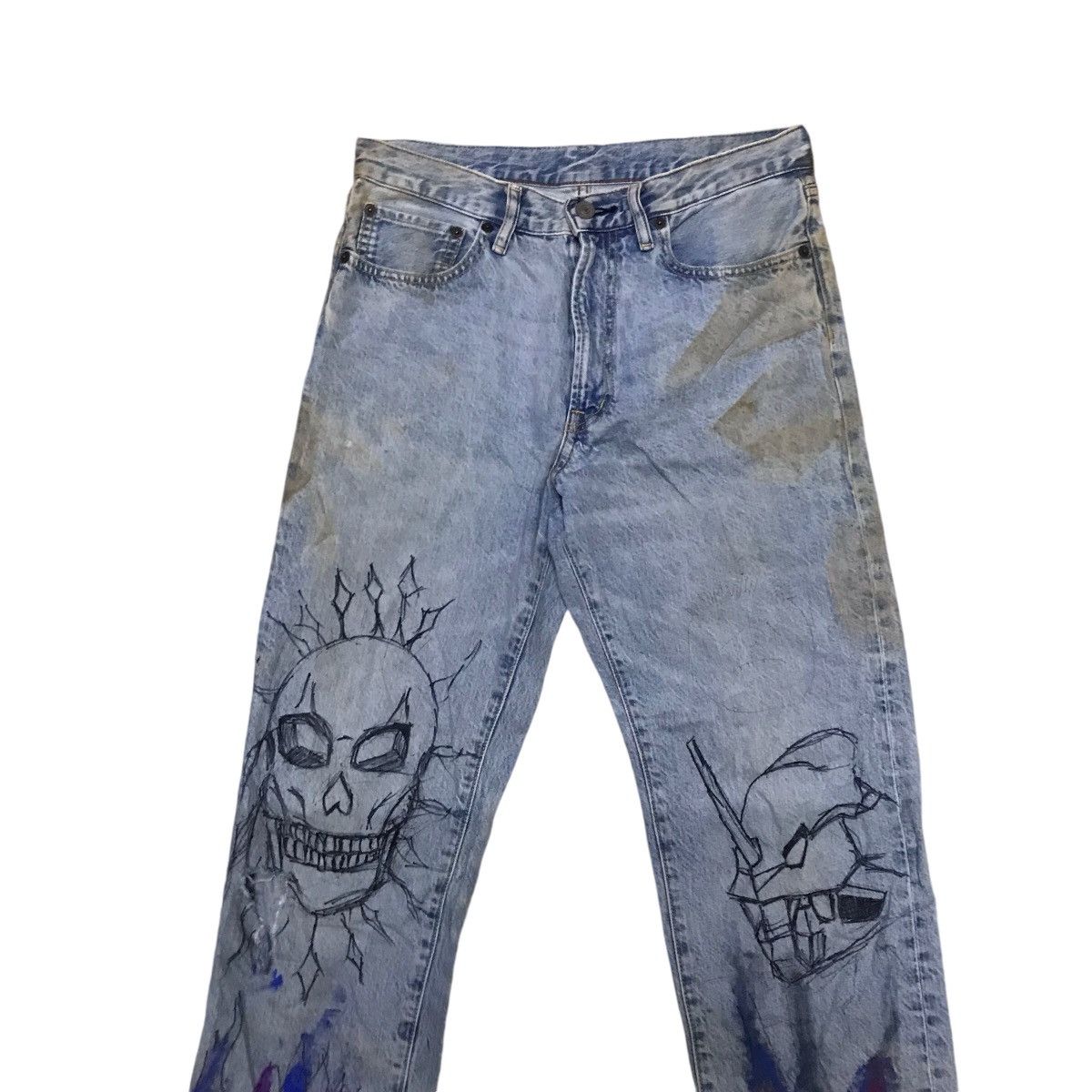 14th Addiction VINTAGE GU ART DISTRESSED DENIM PANTS Size US 30 / EU 46 - 2 Thumbnail