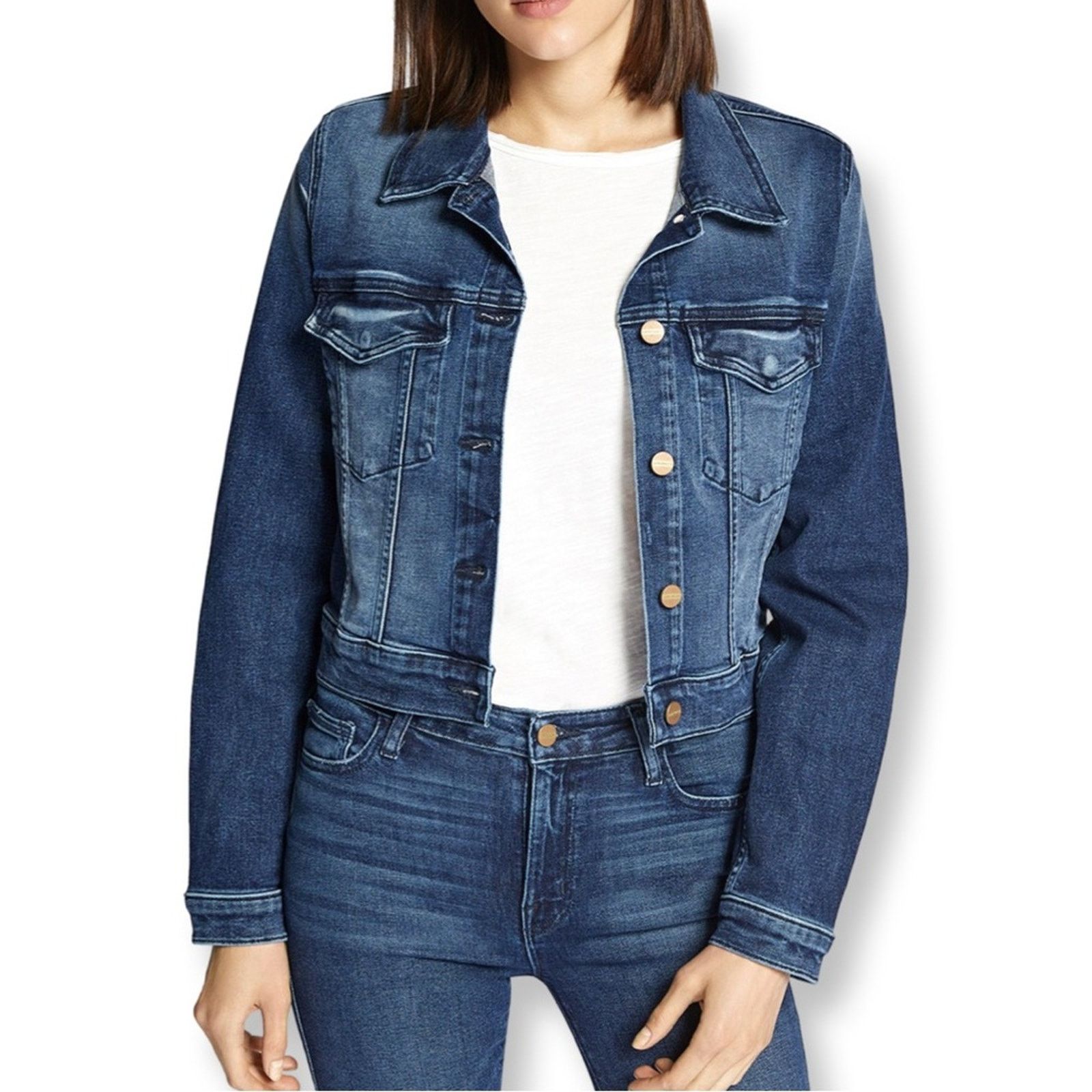Loft Loft Classic Denim Trucker Jacket Indigo Wash Size S / US 4 / IT 40 - 8 Thumbnail