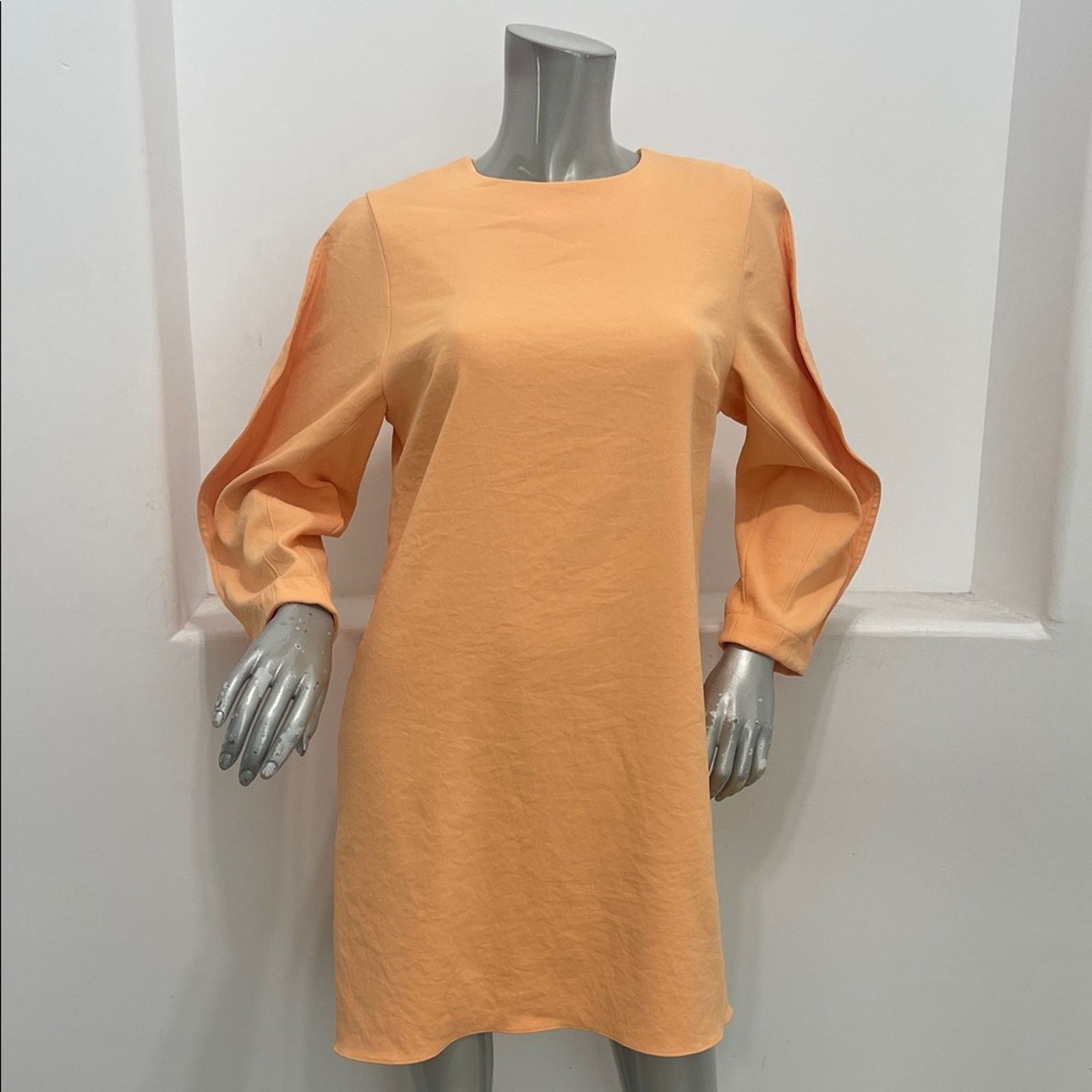 Tibi Tibi Chalky Drqpe Origami-Sleeve Orange Mini Shift Dress 6 Size M / US 6-8 / IT 42-44 - 2 Thumbnail